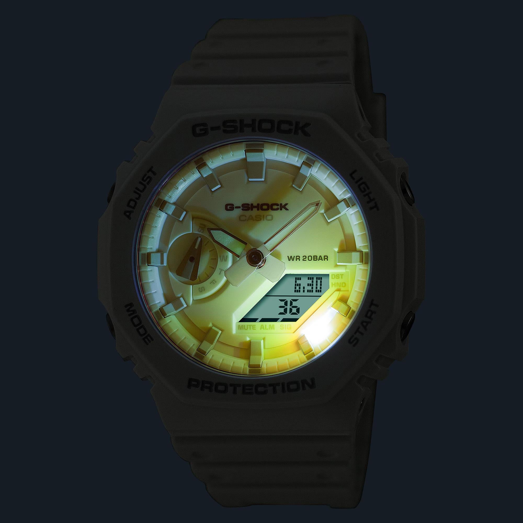 Casio G-Shock Blue Digital White Resin Strap Men's Watch GA-2100TL-7AER
