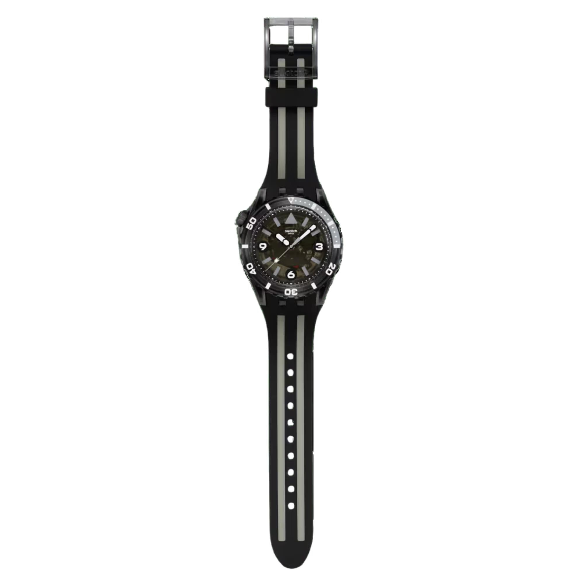 Swatch SCUBAQUA Black Sea Nettle Black Bioceramic Dial Silicone Strap Unisex Watch SSCU09B100
