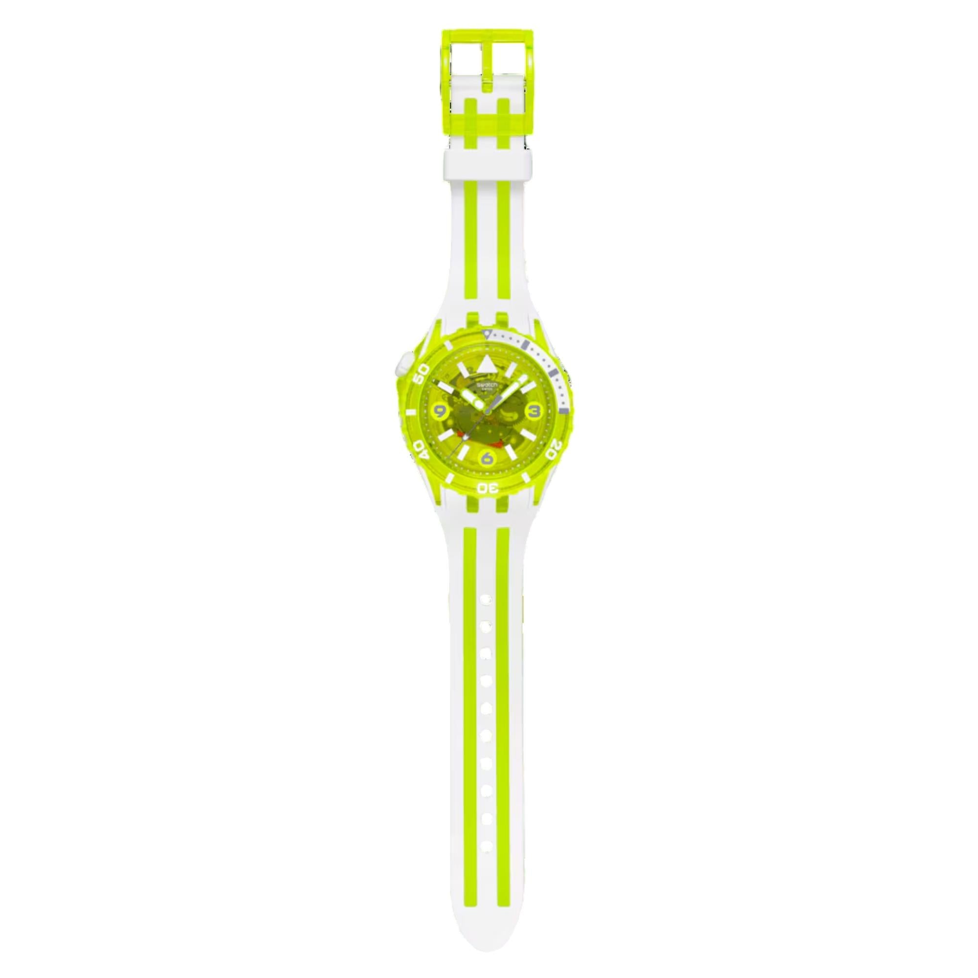 Swatch SCUBAQUA Egg Yolk Yellow Bioceramic Dial Silicone Strap Unisex Watch SSCU09J100