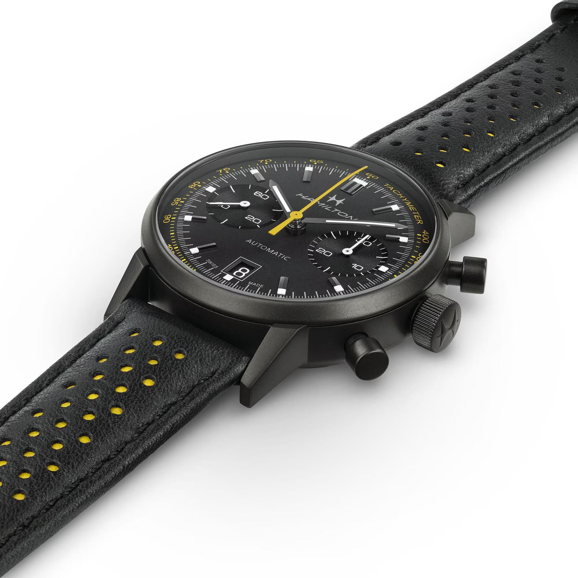 Hamilton American Classic Intra-matic Automatic Black Dial Leather Stap Men's Watch H38446731