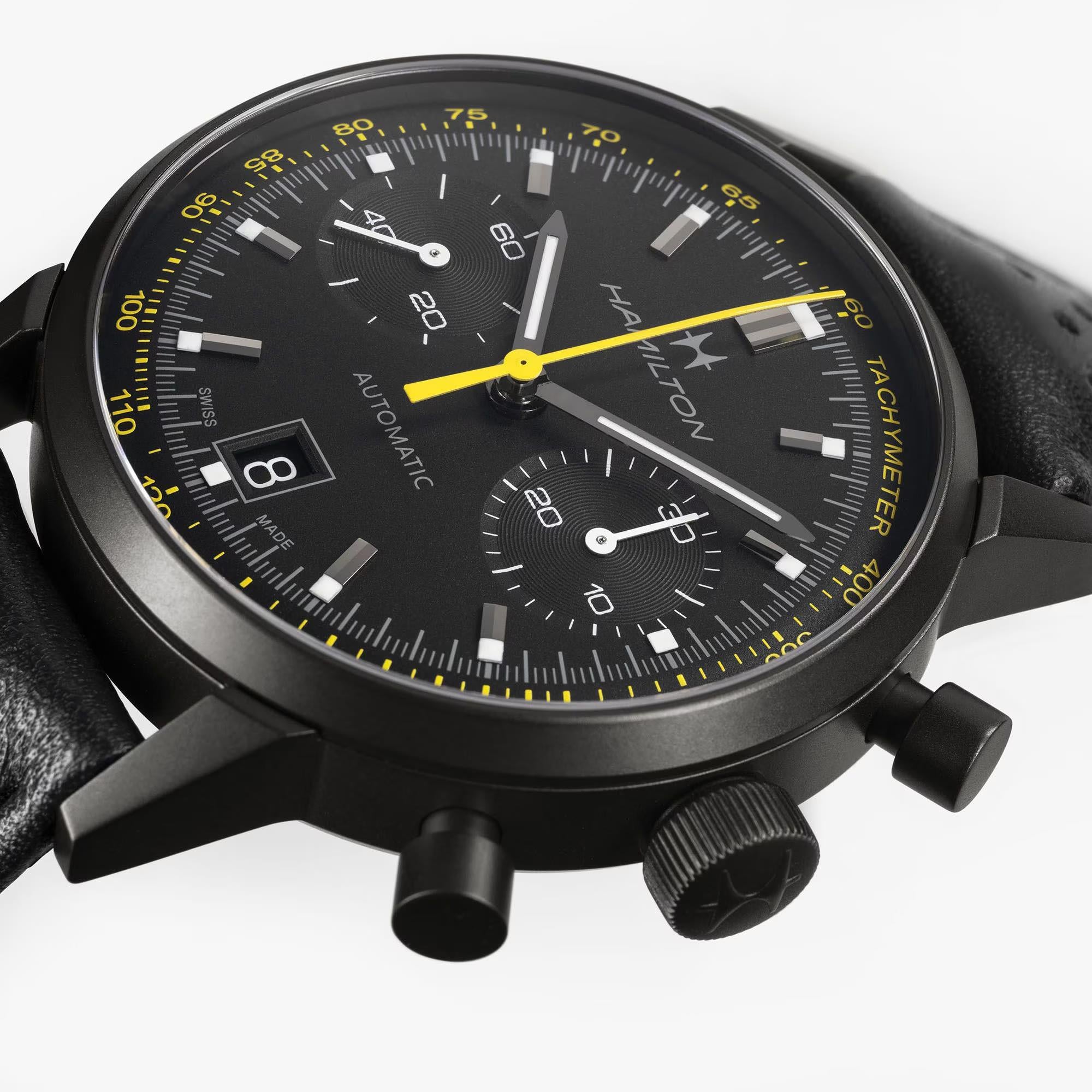 Hamilton American Classic Intra-matic Automatic Black Dial Leather Stap Men's Watch H38446731