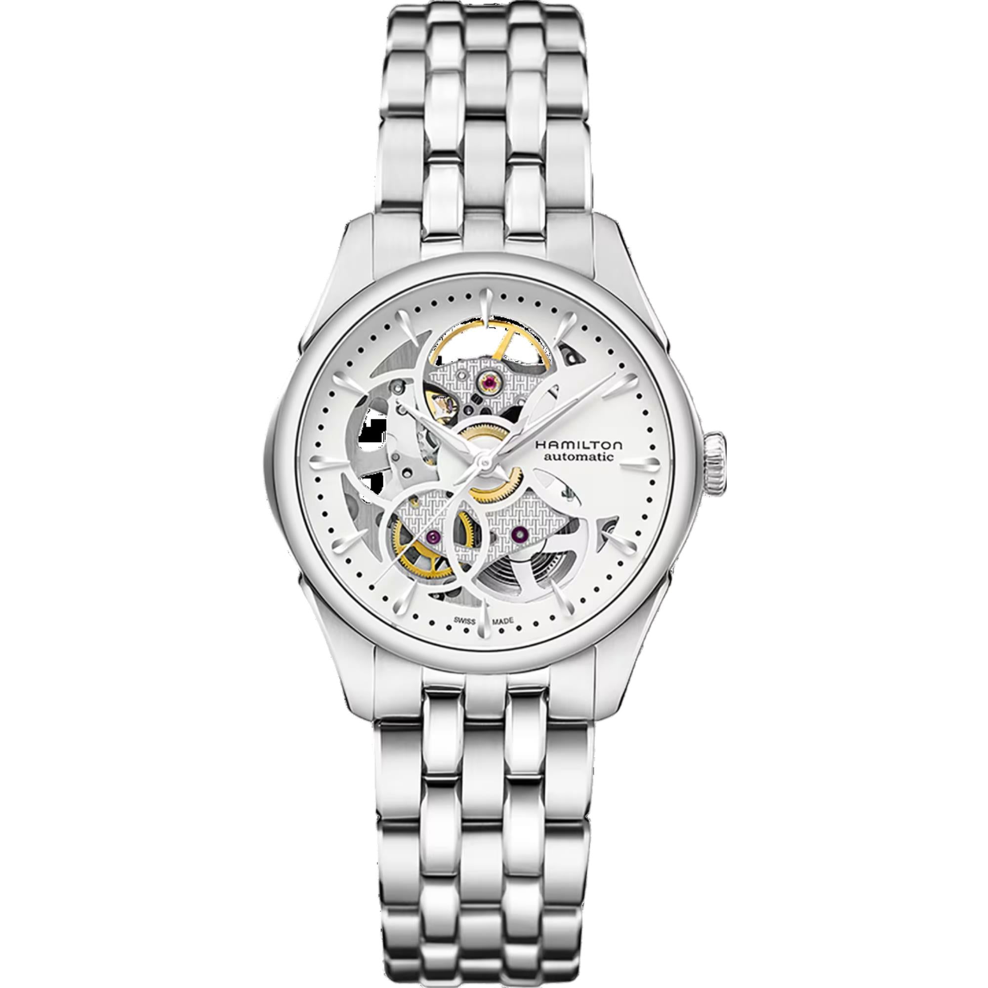 Hamilton Jazzmaster Skeleton Automatic White Dial Steel Strap Women's Watch H32405111