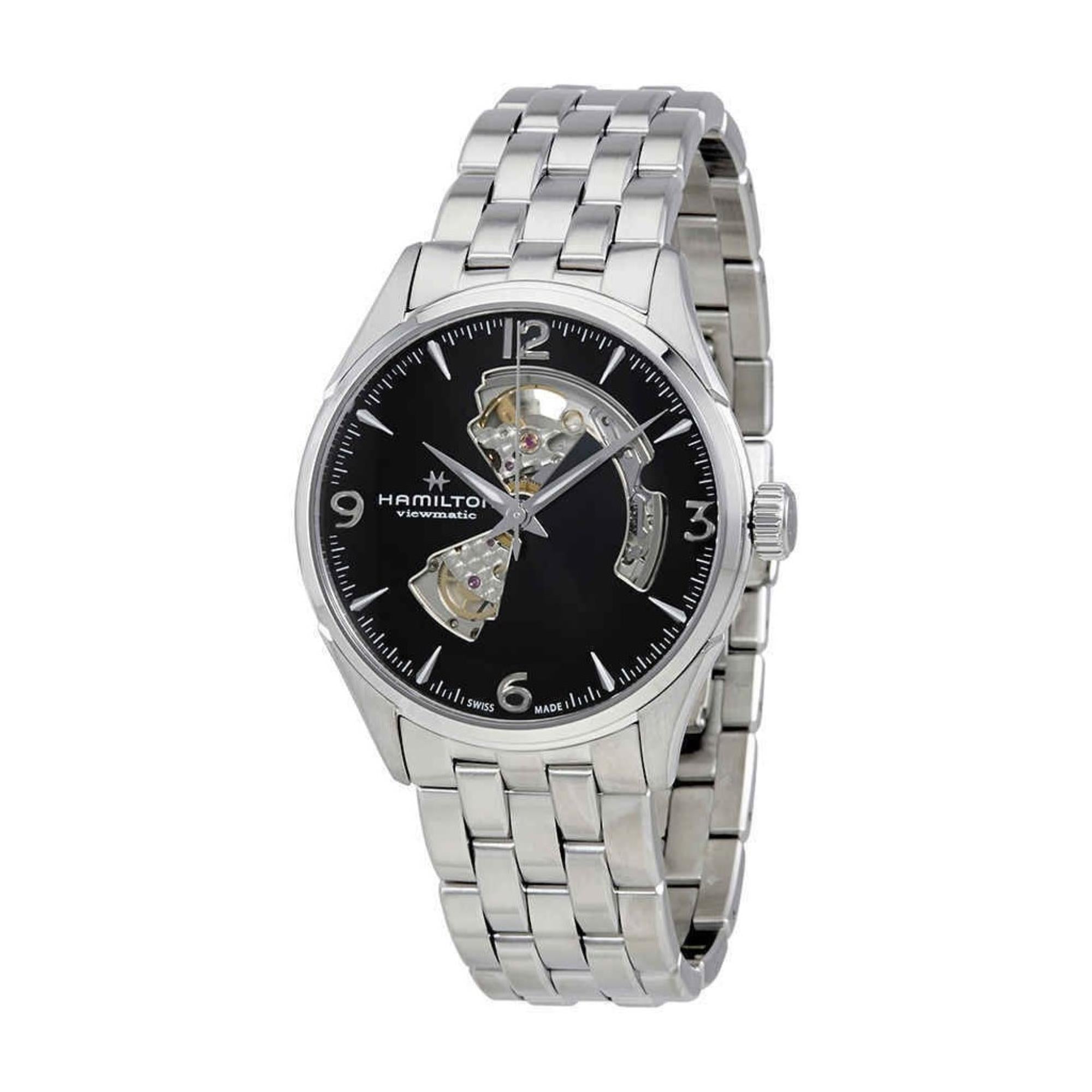 Hamilton Jazzmaster Open Heart Auto Black Dial Steel Strap Men's Dress Watch H32705131