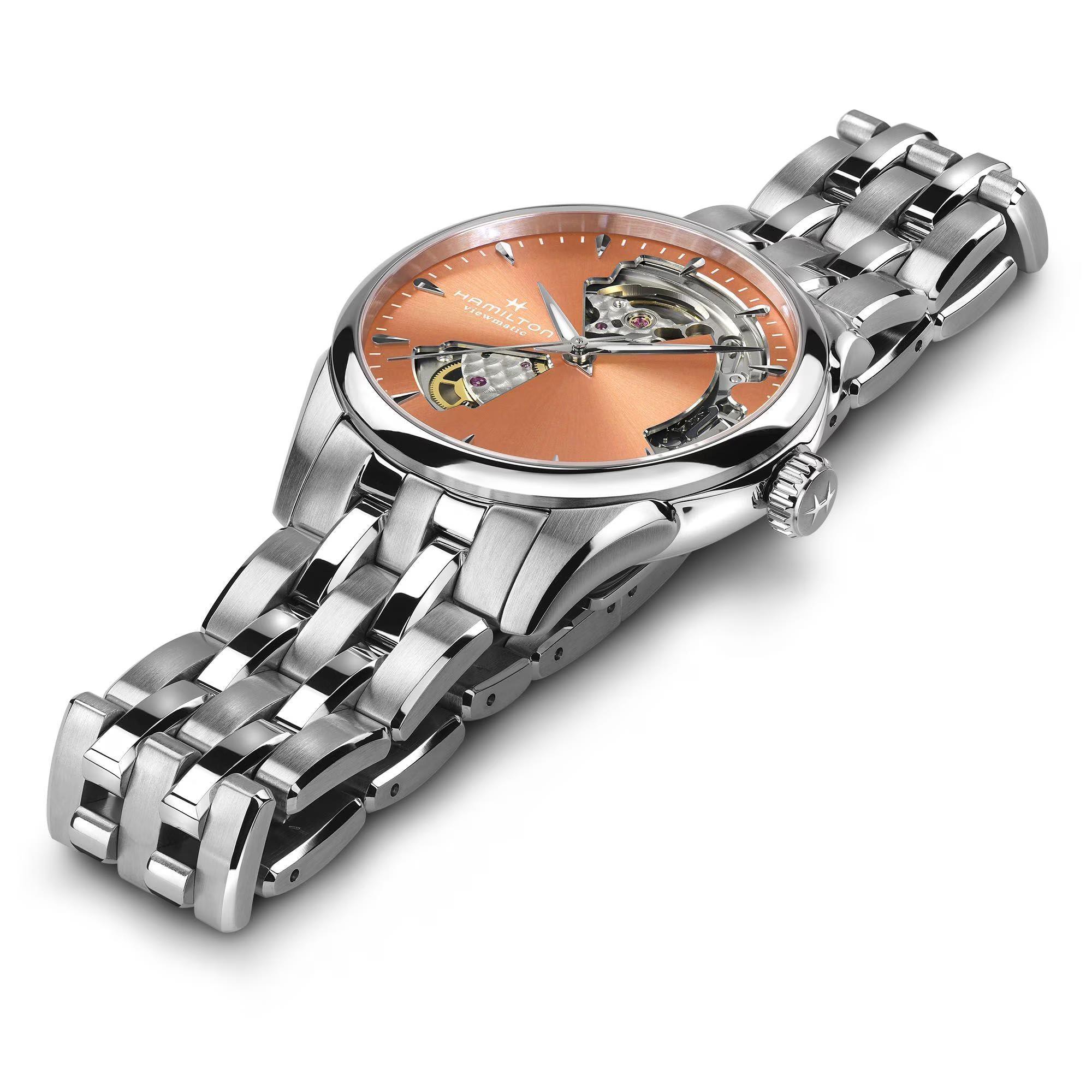 Hamilton Jazzmaster Open Heart Automatic Apricot Dial Steel Strap Women's Watch H32215100