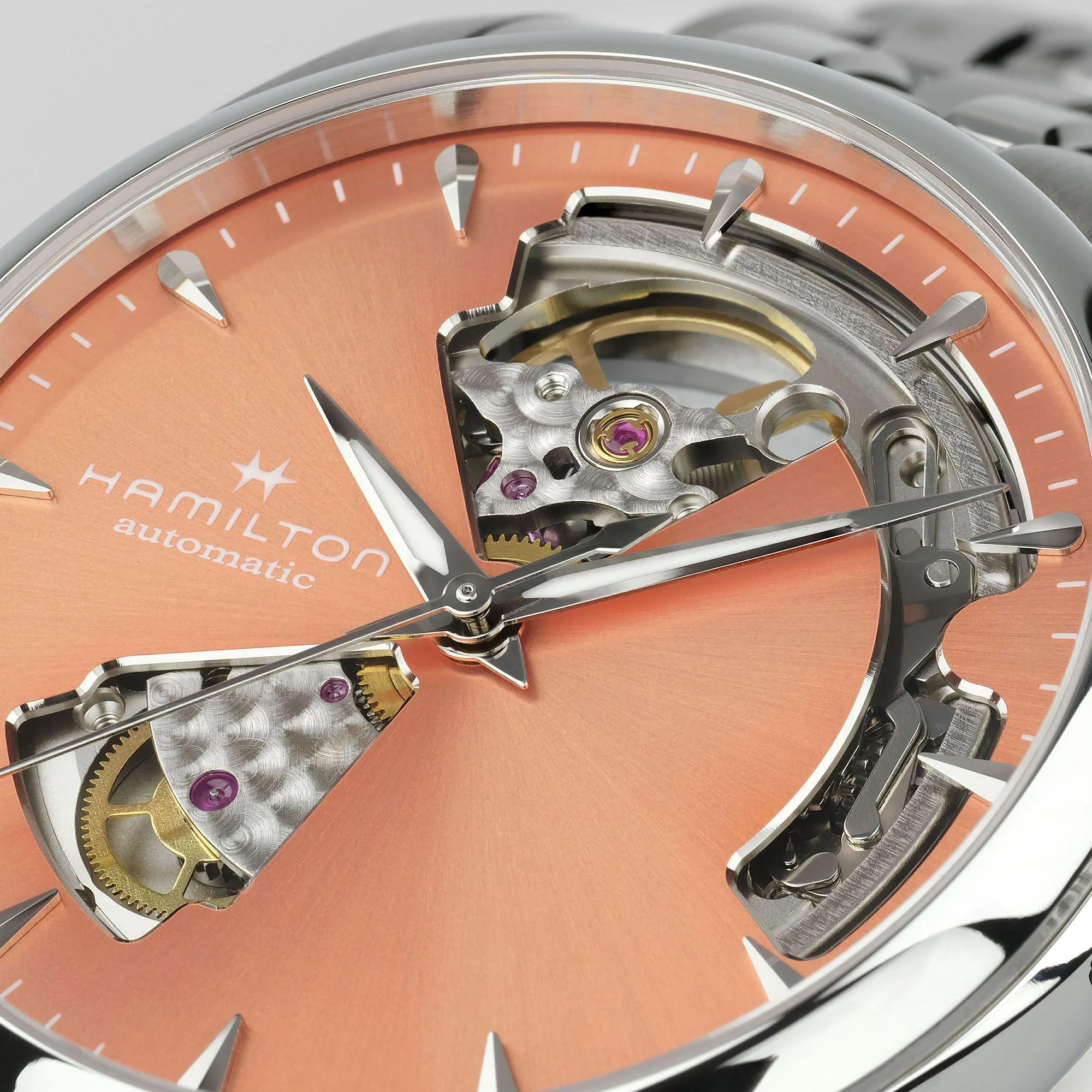 Hamilton Jazzmaster Open Heart Automatic Apricot Dial Steel Strap Women's Watch H32215100
