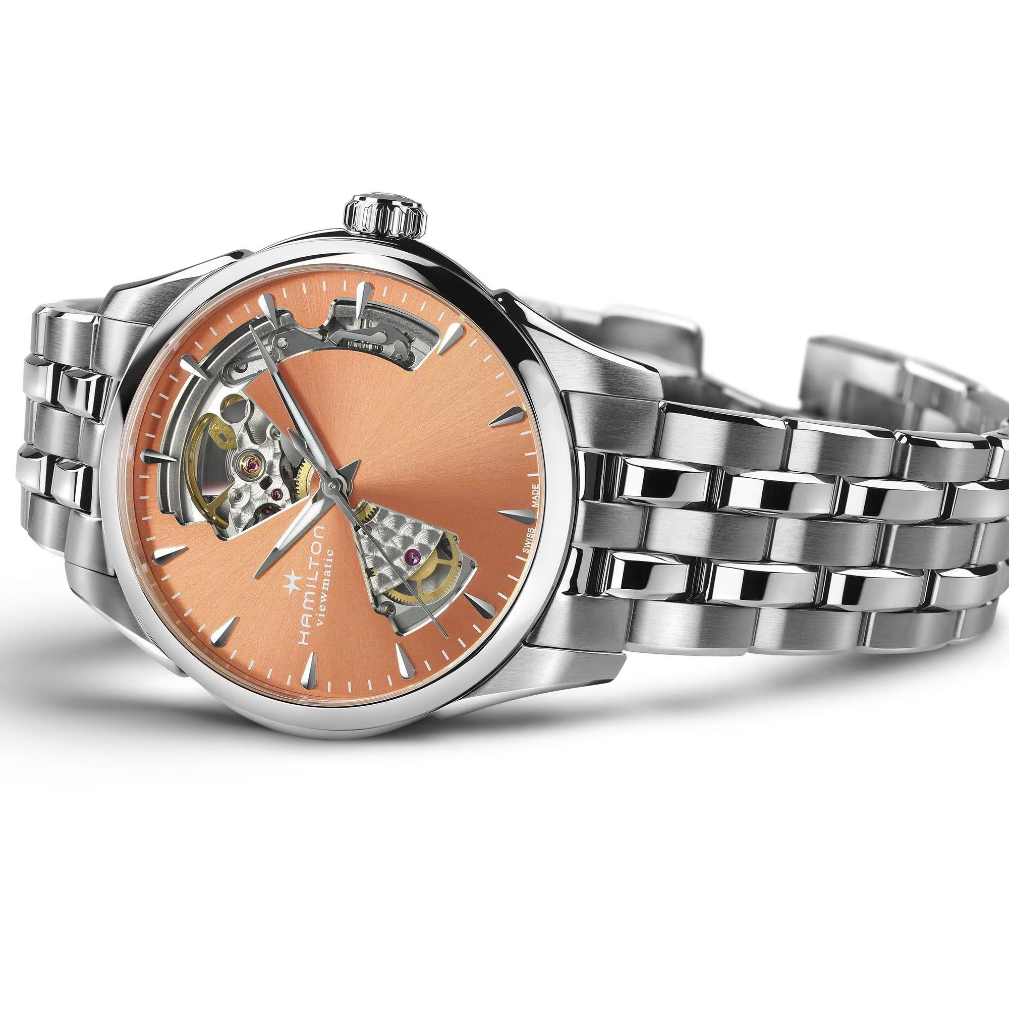 Hamilton Jazzmaster Open Heart Automatic Apricot Dial Steel Strap Women's Watch H32215100