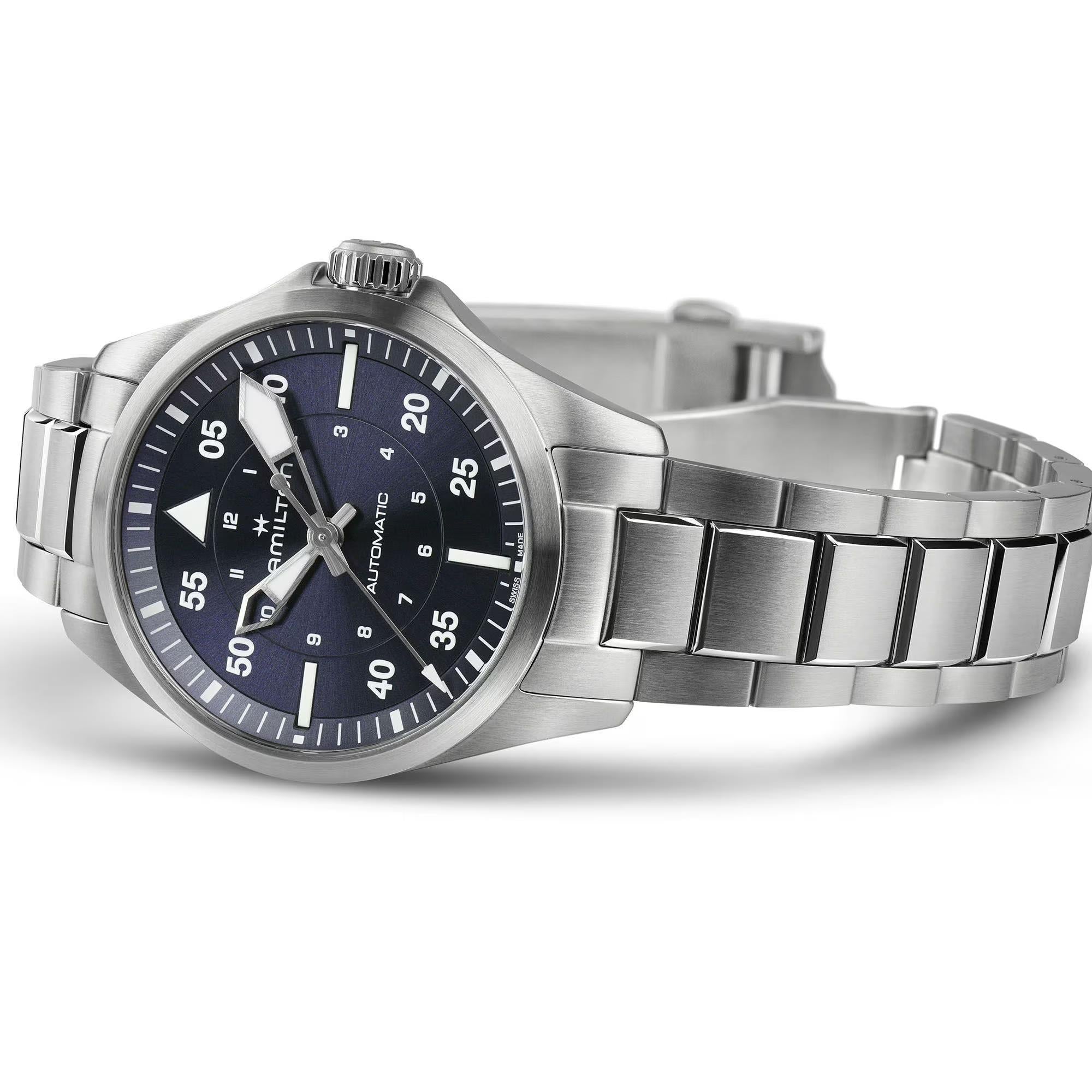 Hamilton Khaki Aviation Pilot Automatic Blue Dial Steel Strap Unisex Watch H76215140