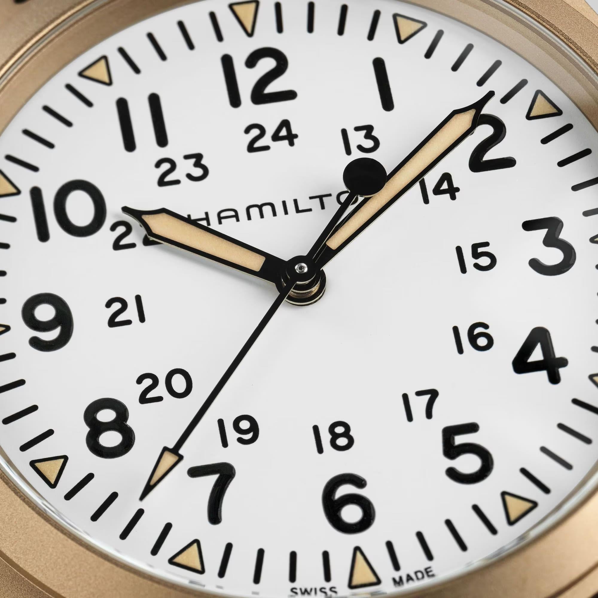 Hamilton Khaki Field Mechanical Bronze White Dial Leather Strap Unisex Watch H69459510