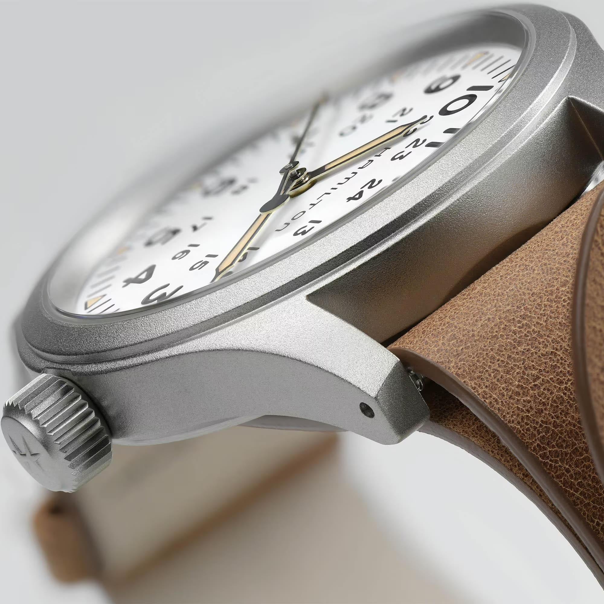 Hamilton Khaki Field Mechanical White Dial Leather Strap Unisex Watch H69439511