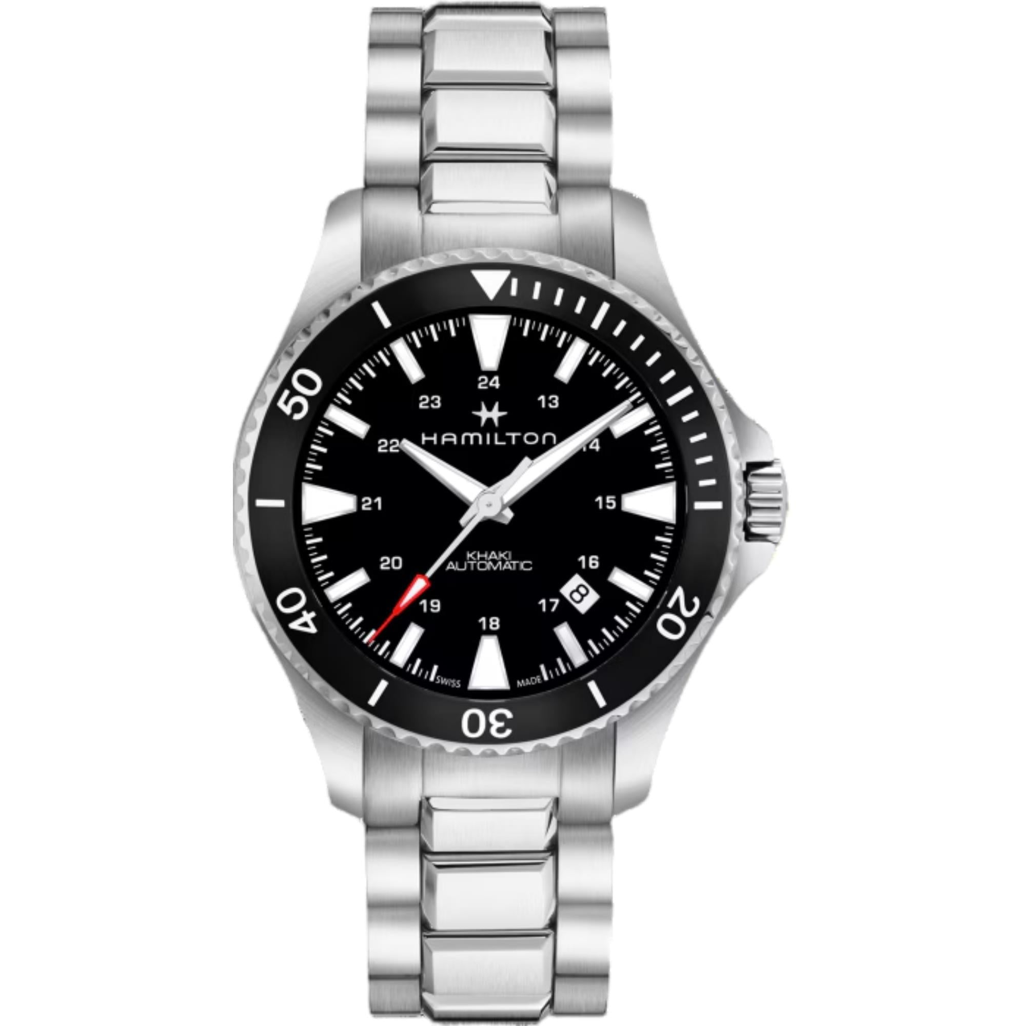 Hamilton Khaki Navy Scuba Automatic Black Dial Steel Strap Men's Watch H82335131