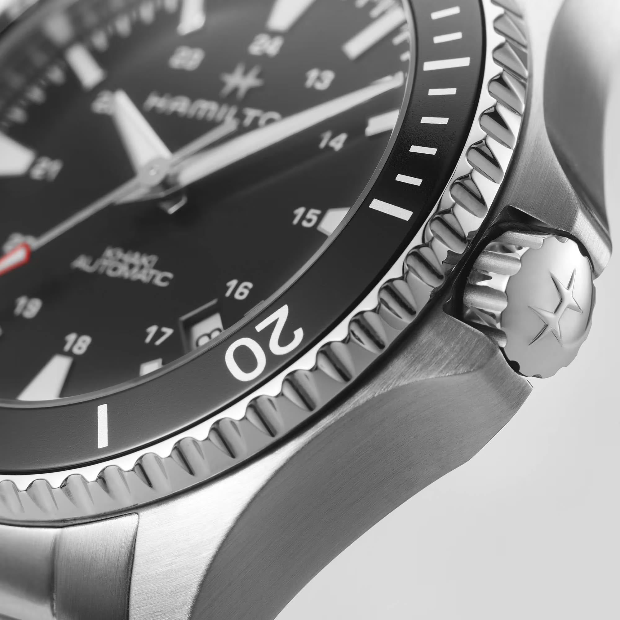 Hamilton Khaki Navy Scuba Automatic Black Dial Steel Strap Men's Watch H82335131