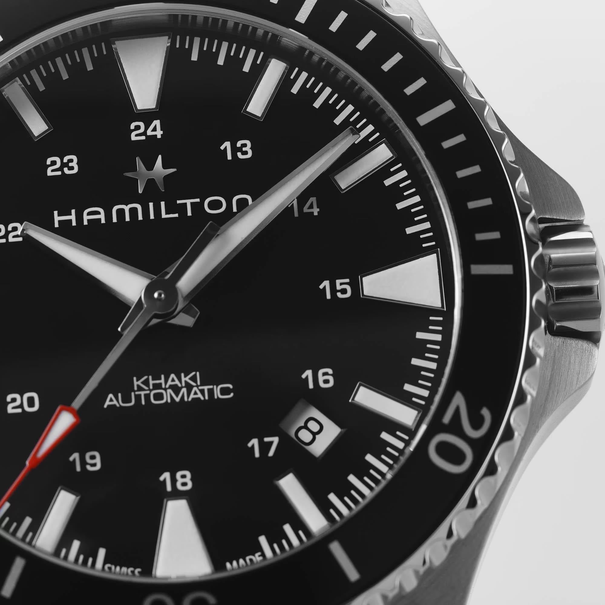 Hamilton Khaki Navy Scuba Automatic Black Dial Steel Strap Men's Watch H82335131