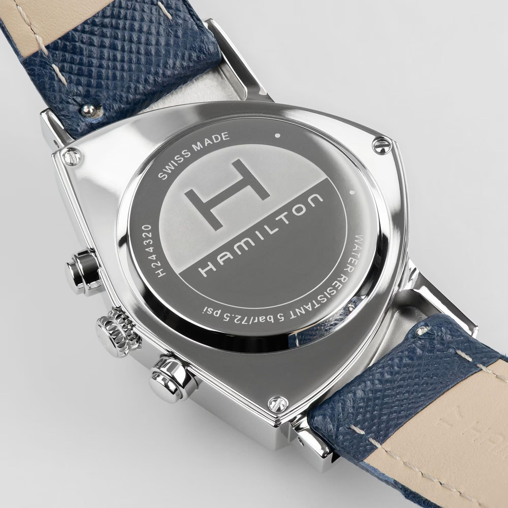 Hamilton Ventura Chronograph Quartz Blue Dial NATO Strap Unisex Watch H24432941