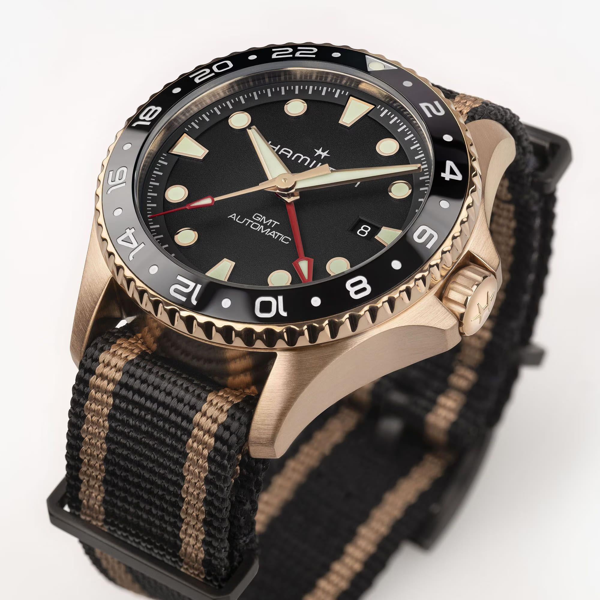 Hamilton Khaki Navy Scuba GMT Automatic Black Dial NATO Strap Unisex Watch H82565930