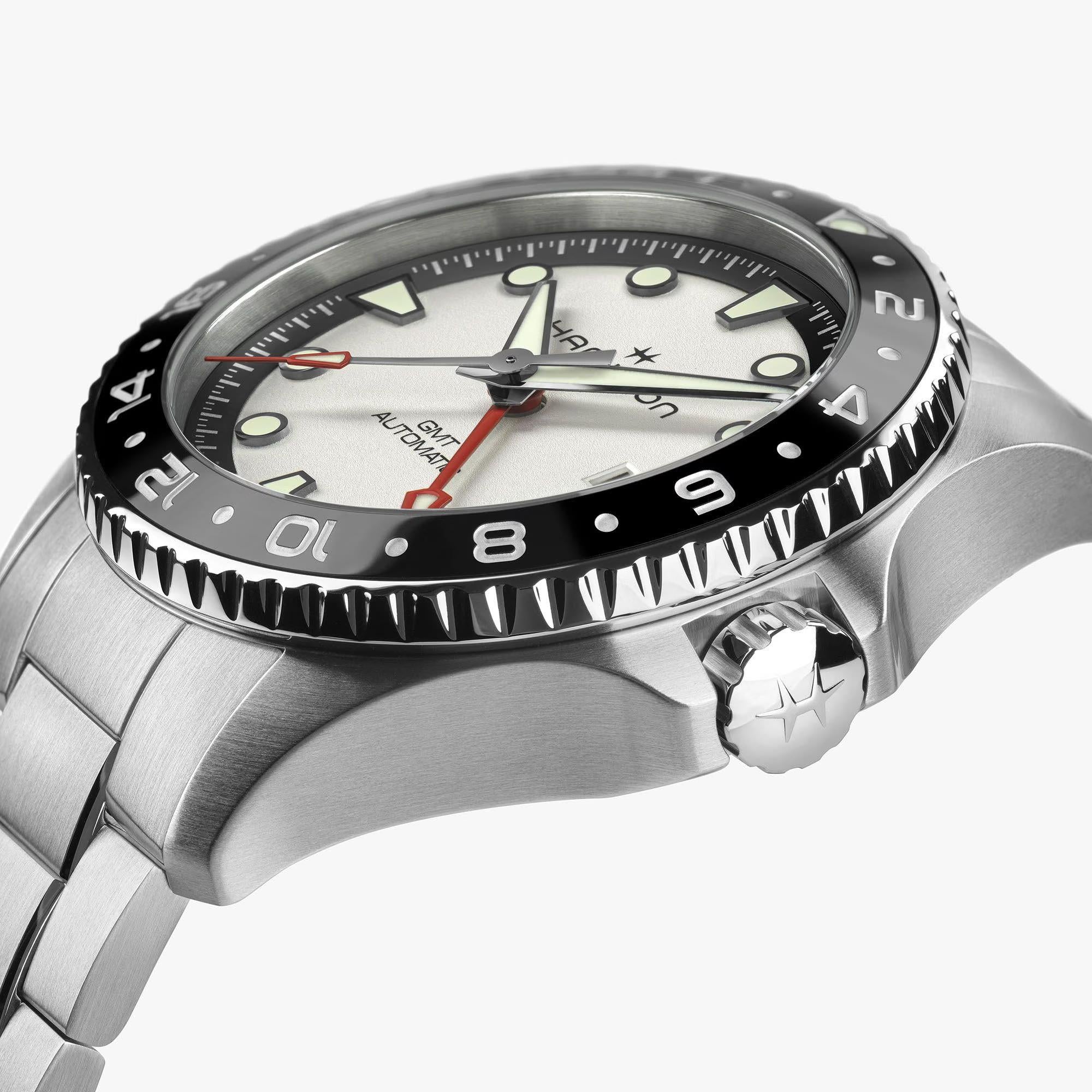 Hamilton Khaki Navy Scuba GMT Automatic Silver Dial Steel Strap Unisex Watch H82555150