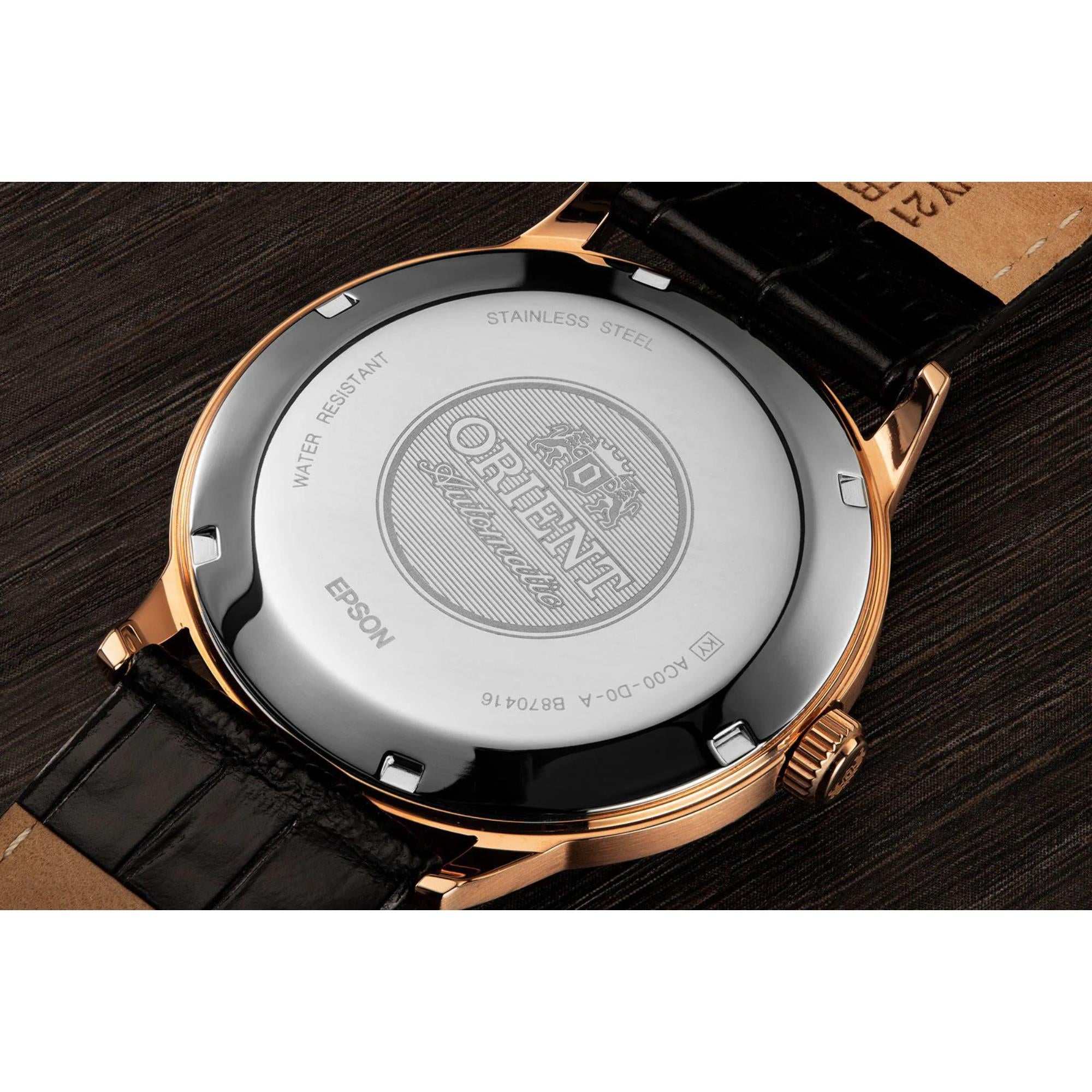 Orient Bambino 41mm Black Dial Leather Mens Automatic Watch TAC00001B0