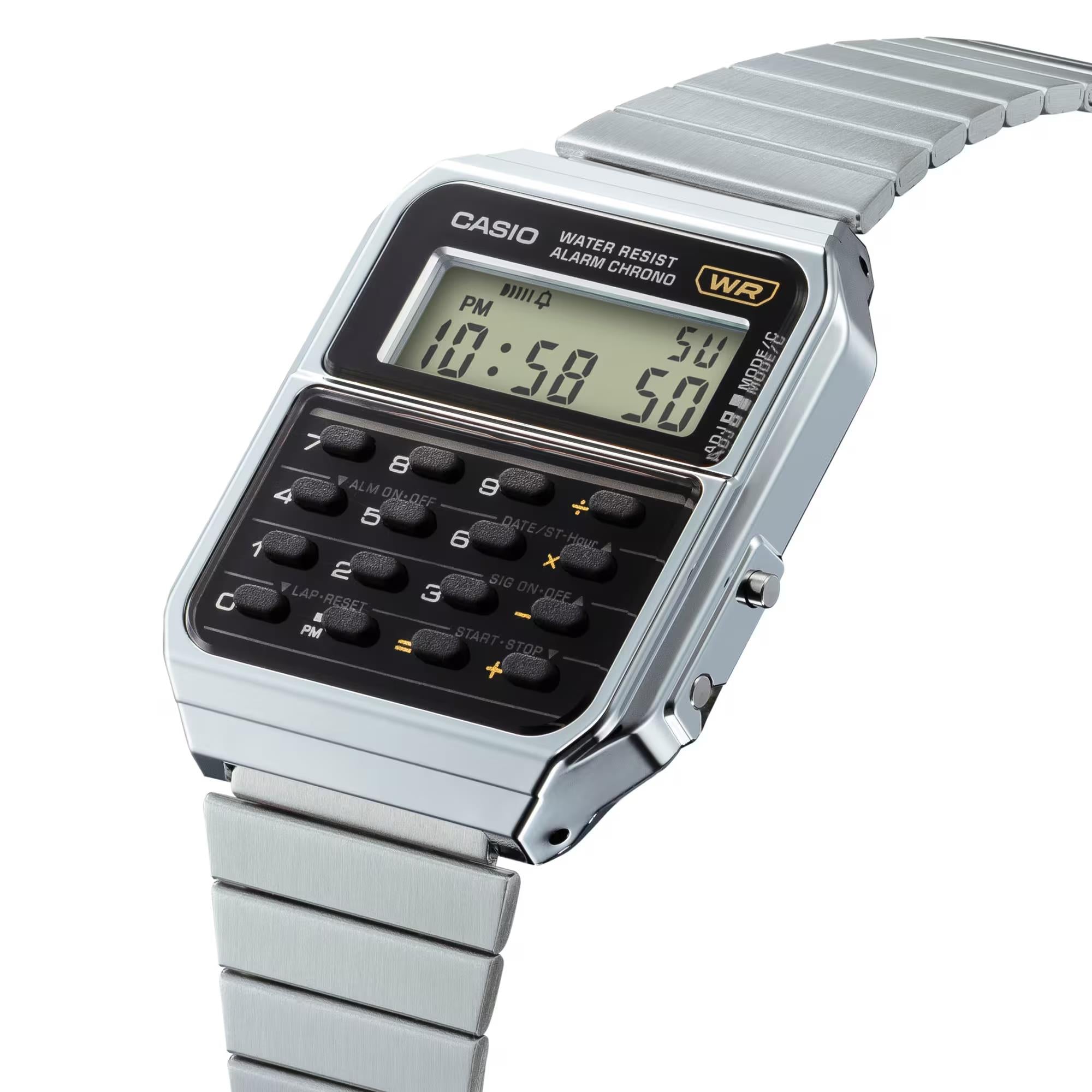 Casio Edgy Vintage Calculator Black Digital Stainless Steel Strap Unisex Watch CA-500WE-1AEF