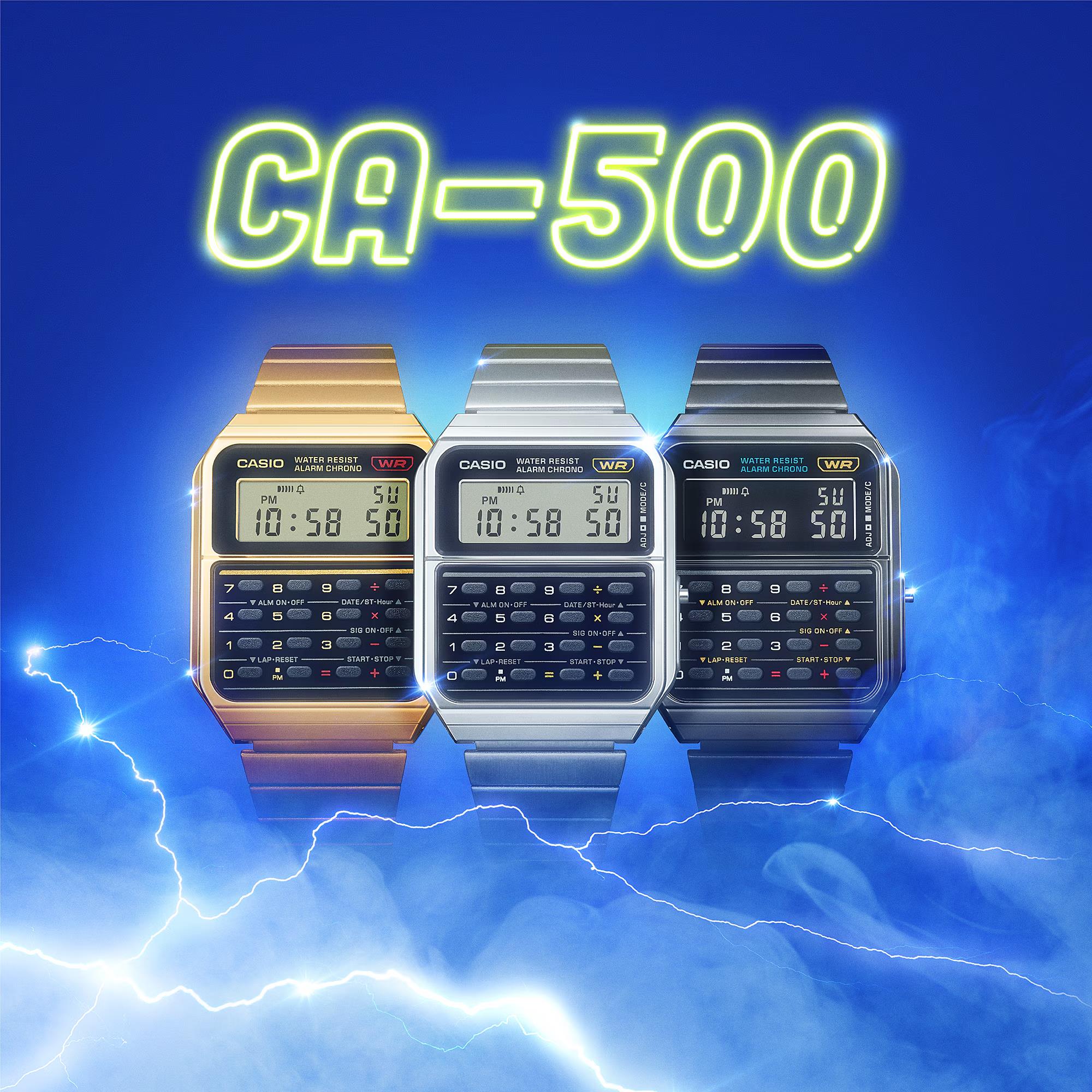 Casio Edgy Vintage Calculator Black Digital Stainless Steel Strap Unisex Watch CA-500WE-1AEF