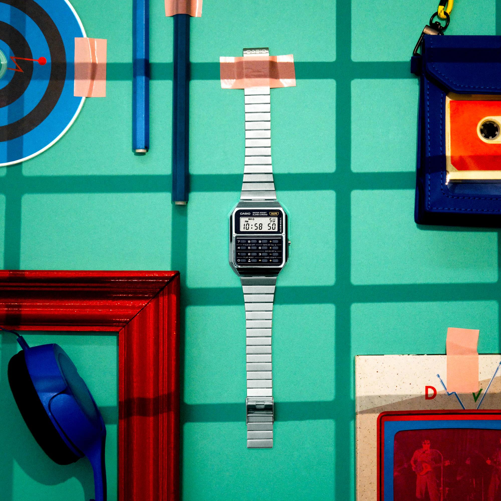 Casio Edgy Vintage Calculator Black Digital Stainless Steel Strap Unisex Watch CA-500WE-1AEF