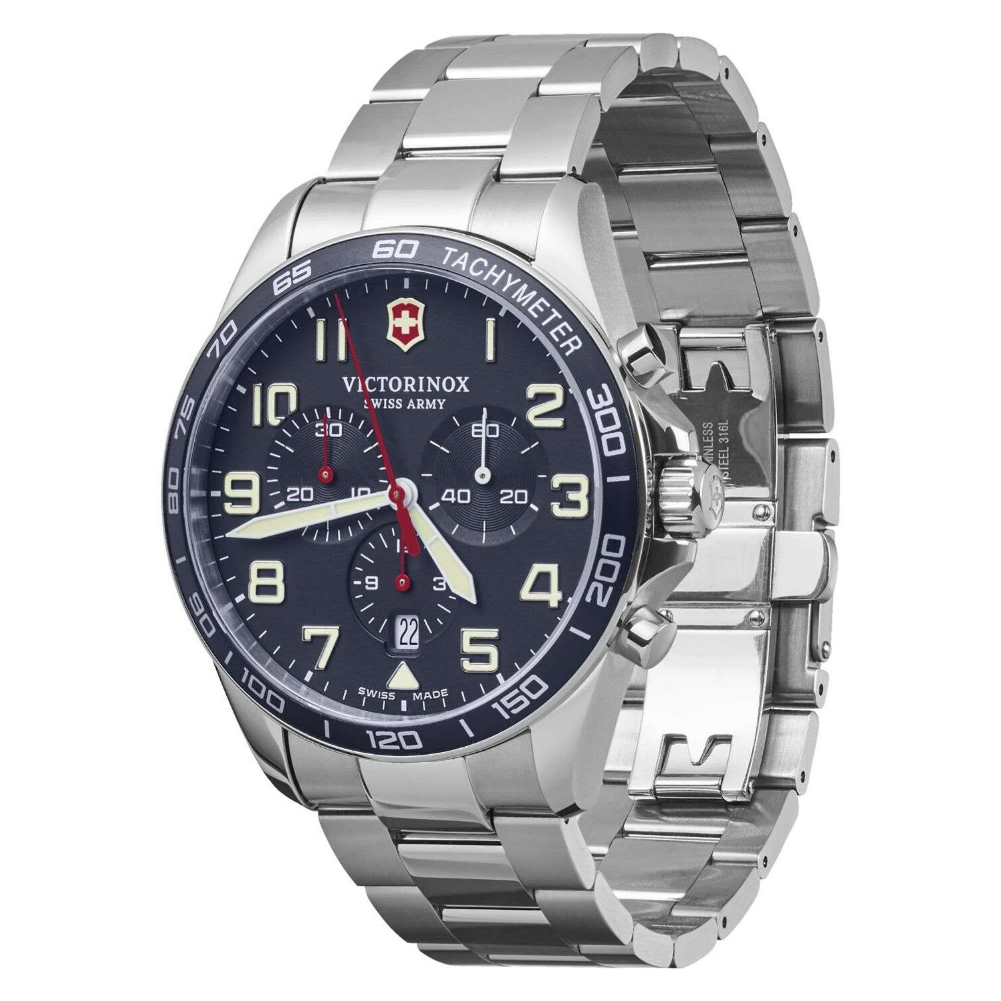 Victorinox Swiss Army Fieldforce Chronograph Blue Dial Stainless Steel Strap Men's Watch 241857