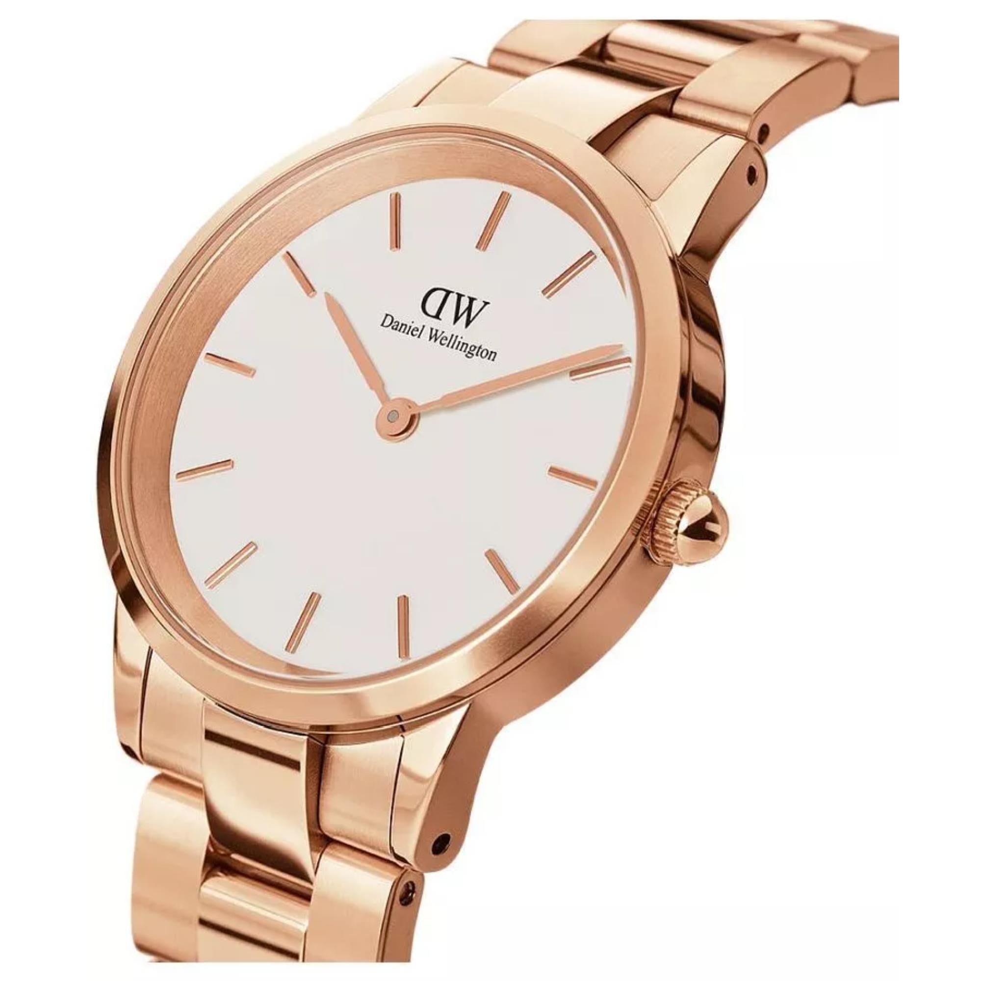 Daniel Wellington Iconic Link Quartz White Dial Steel Strap Men's Watch DW00100343