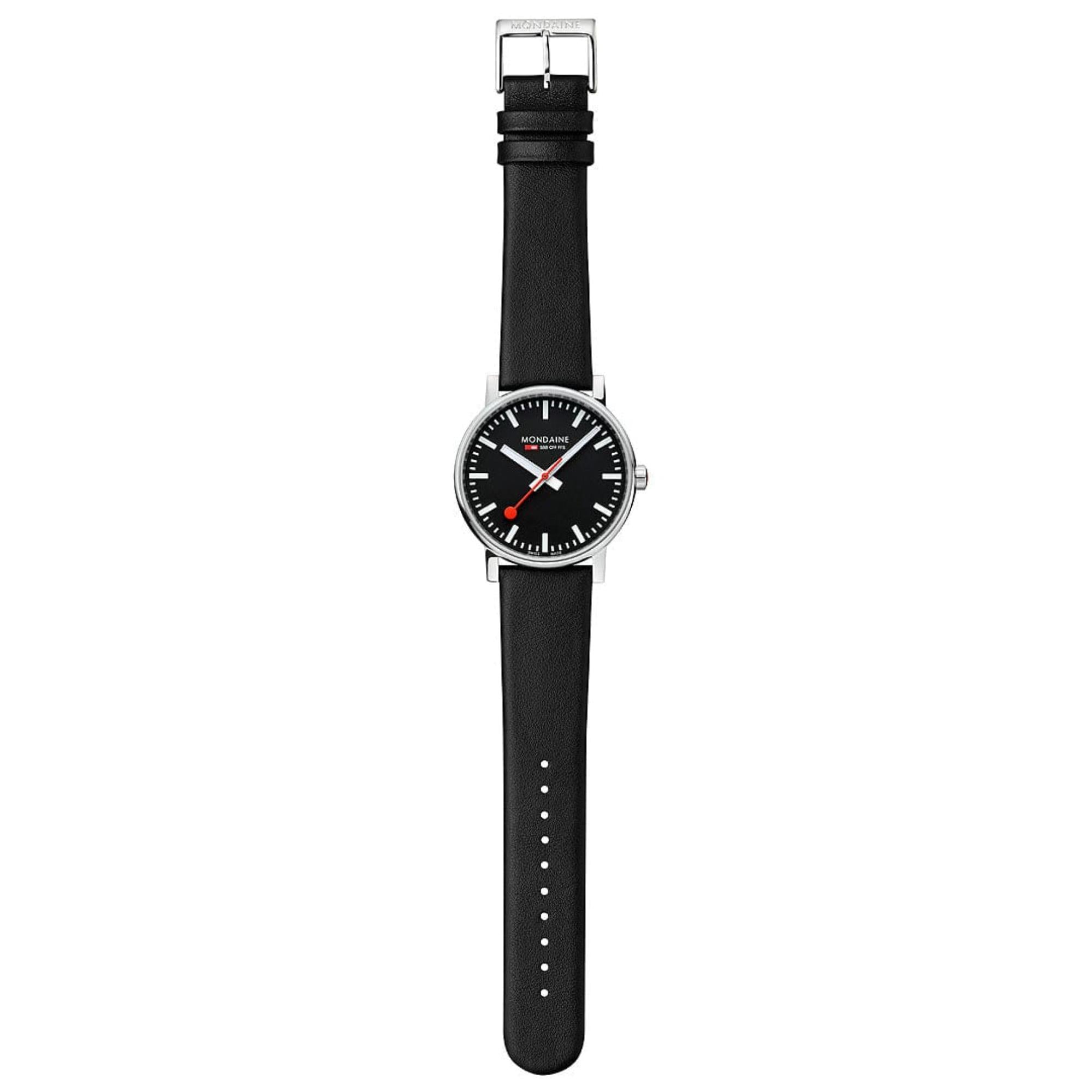 Mondaine Evo2 Quartz Black Dial Leather Strap Men's Watch MSE.43120.LB