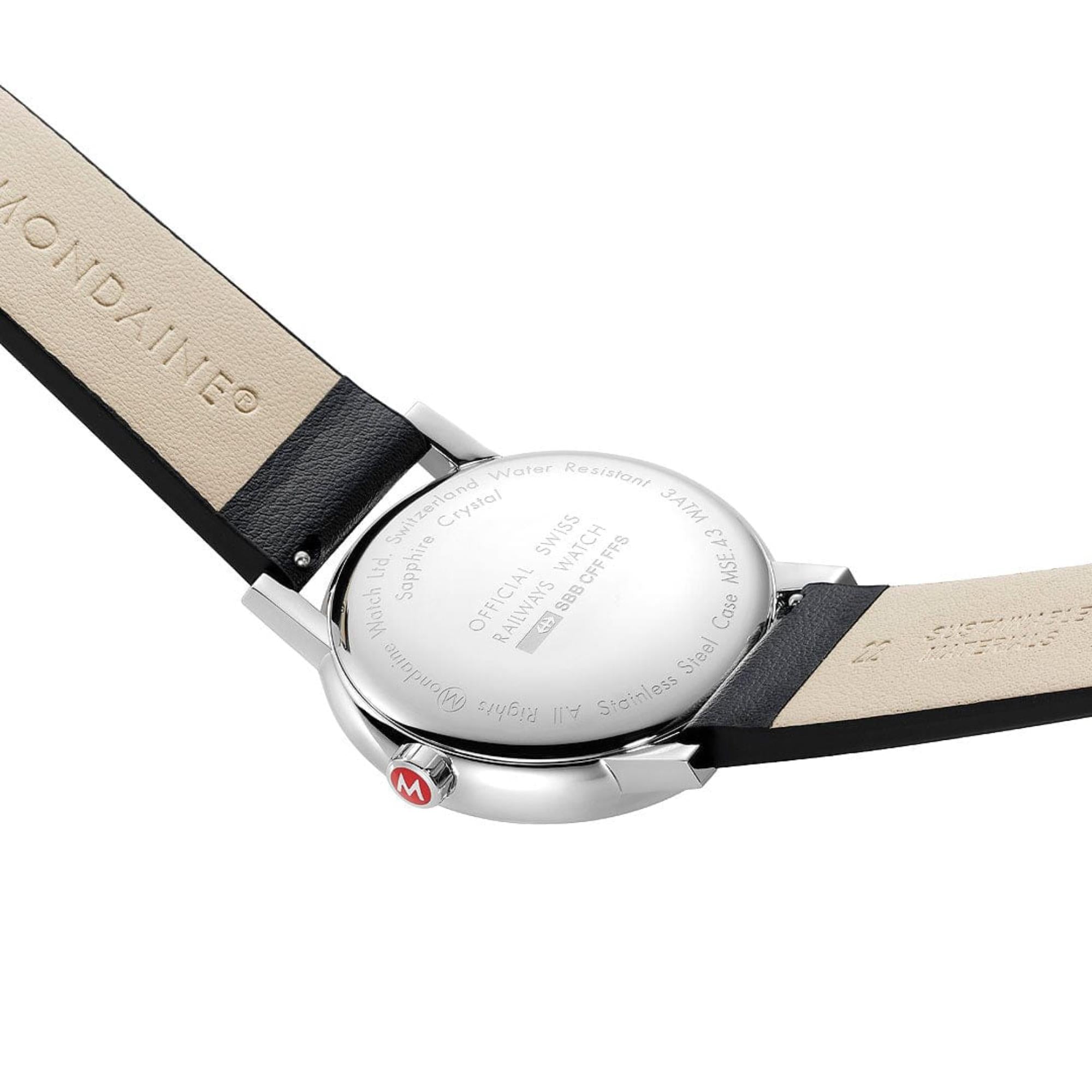 Mondaine Evo2 Quartz Black Dial Leather Strap Men's Watch MSE.43120.LB