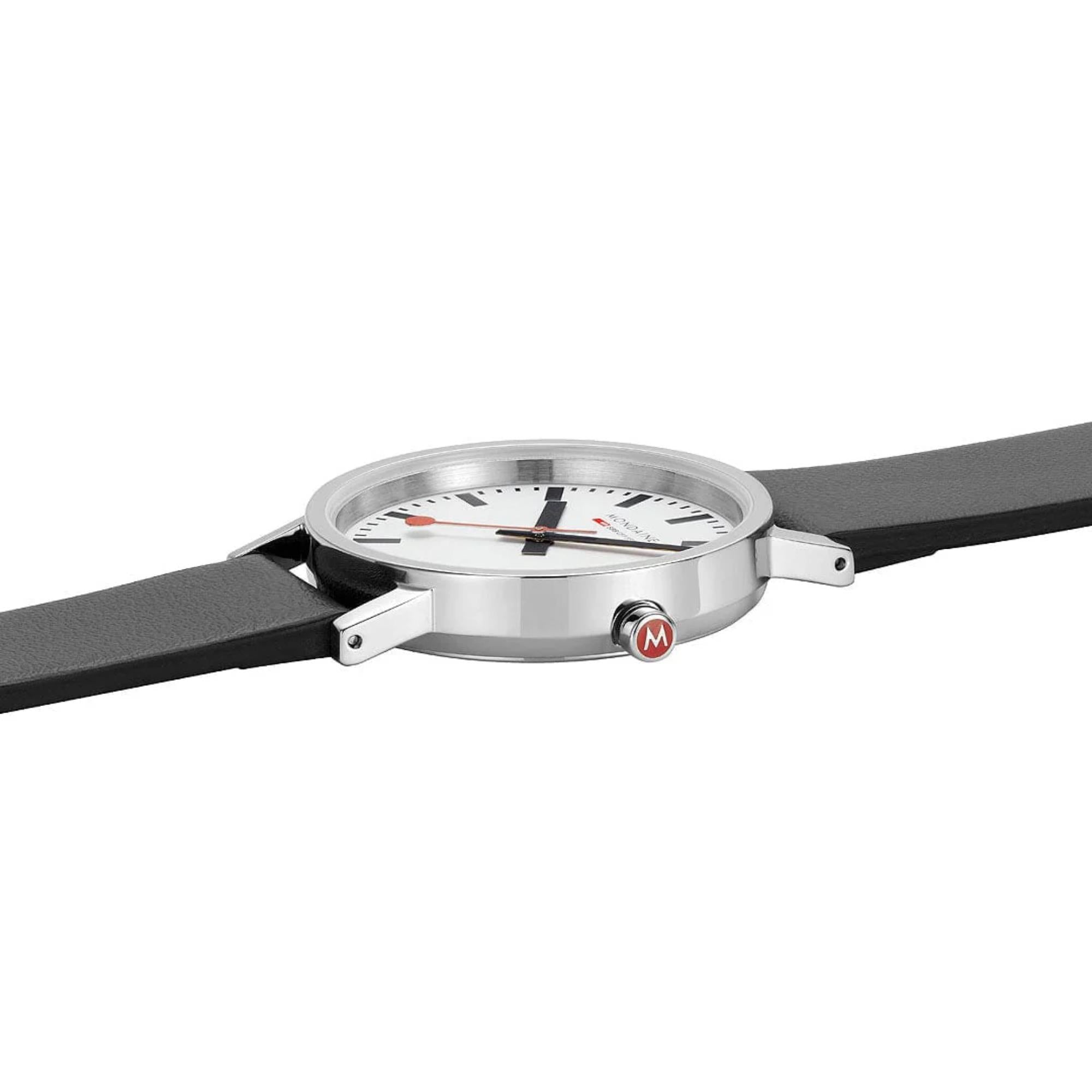 Mondaine Classic Quartz White Dial Black Leather Strap Unisex Watch A660.30314.16SBBV