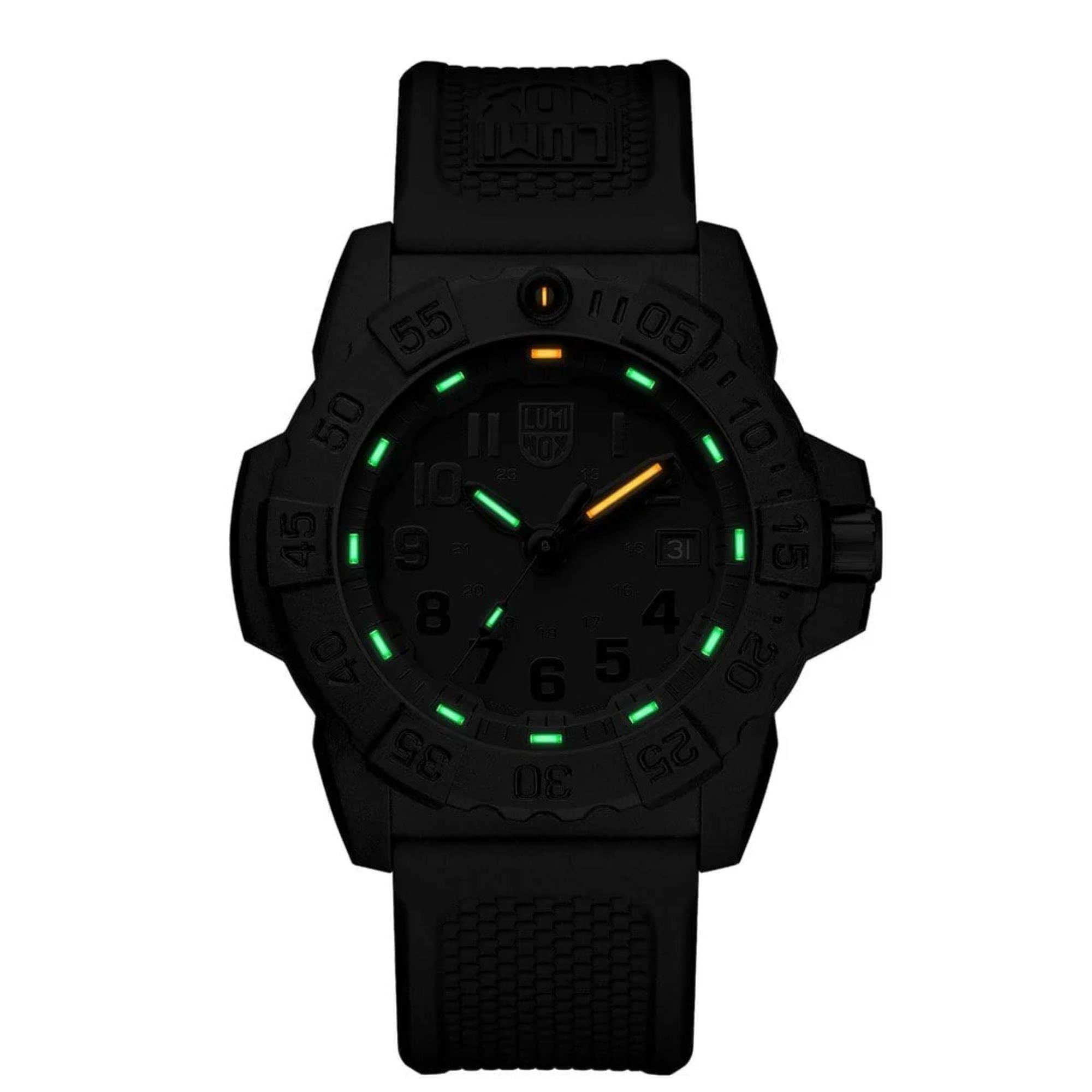 Luminox Navy Seal 3500 Series XS.3501.BO.F illuminated dial night view