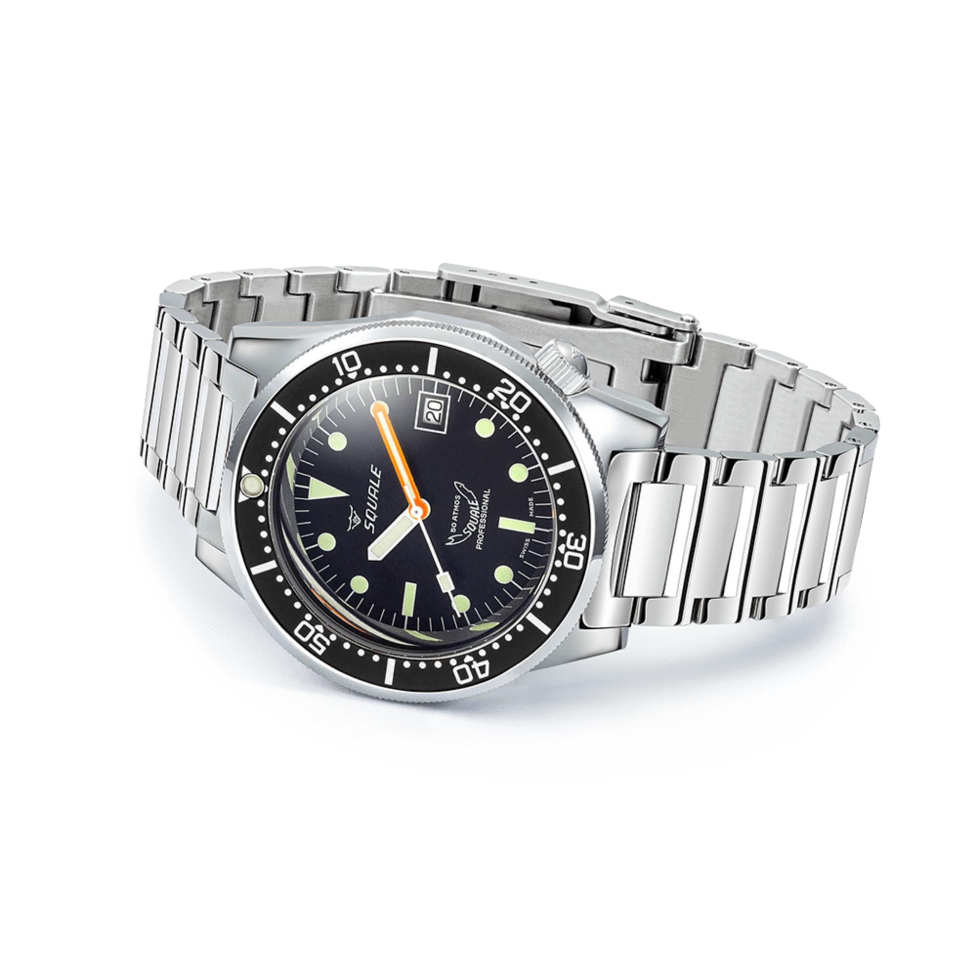 Squale 1521 Classic Automatic Black Dial Steel Strap Men's Watch 1521CL.SQ20L