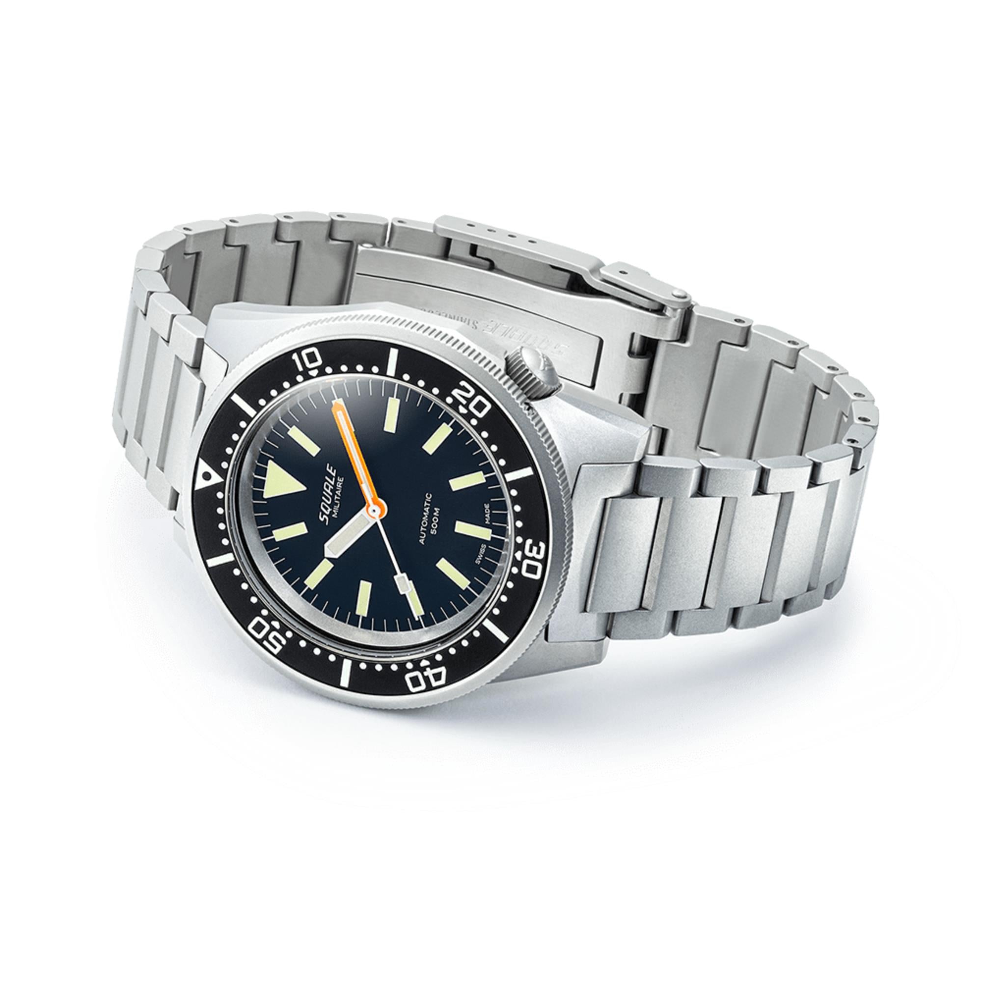 Squale 1521 Militaire Automatic Black Dial Steel Strap Men's Watch 1521MIL.SQ20L
