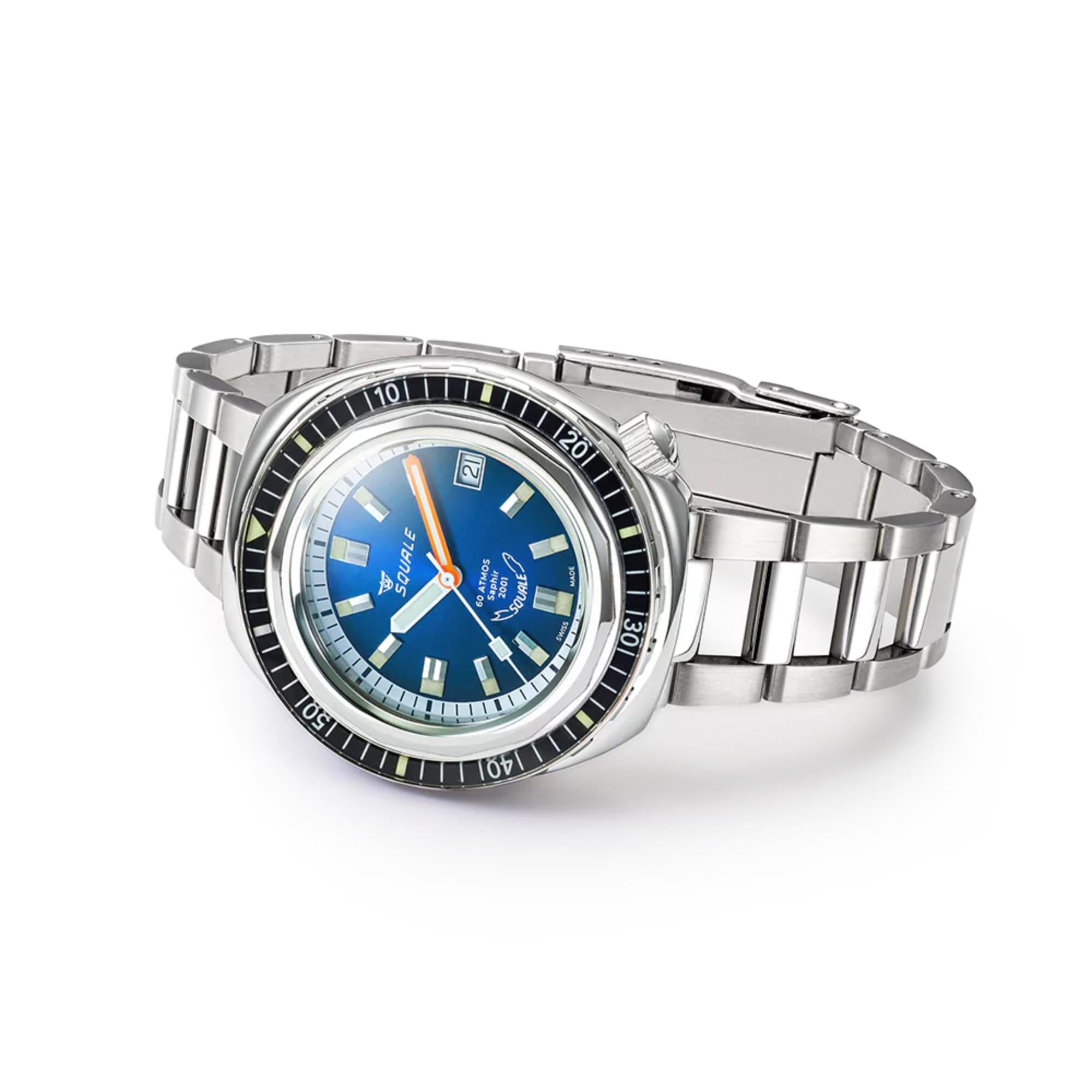 Squale 2001 Automatic Sunray Blue Dial Steel Strap Men's Watch 2001BKBL.AC