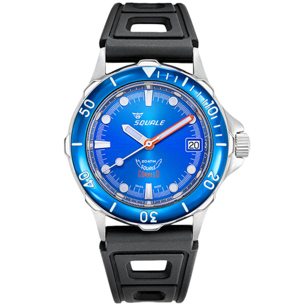 Squale Corallo NOS 2008 Automatic Sunray Blue Dial Rubber Strap Men's Watch CORALBLBL.RBK