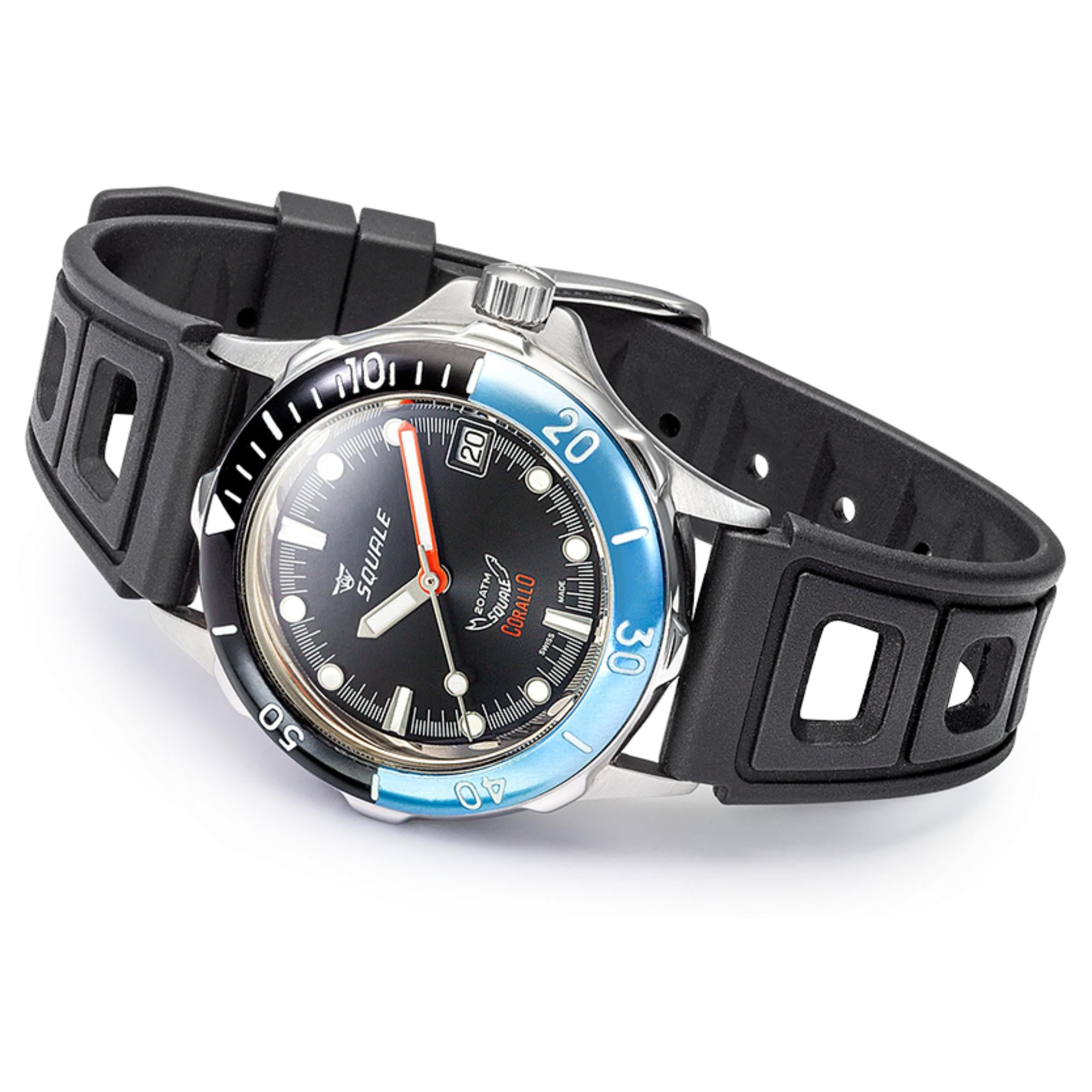 Squale Corallo NOS 2008 Automatic Black Dial Rubber Strap Men's Watch CORALBICBK.RBK