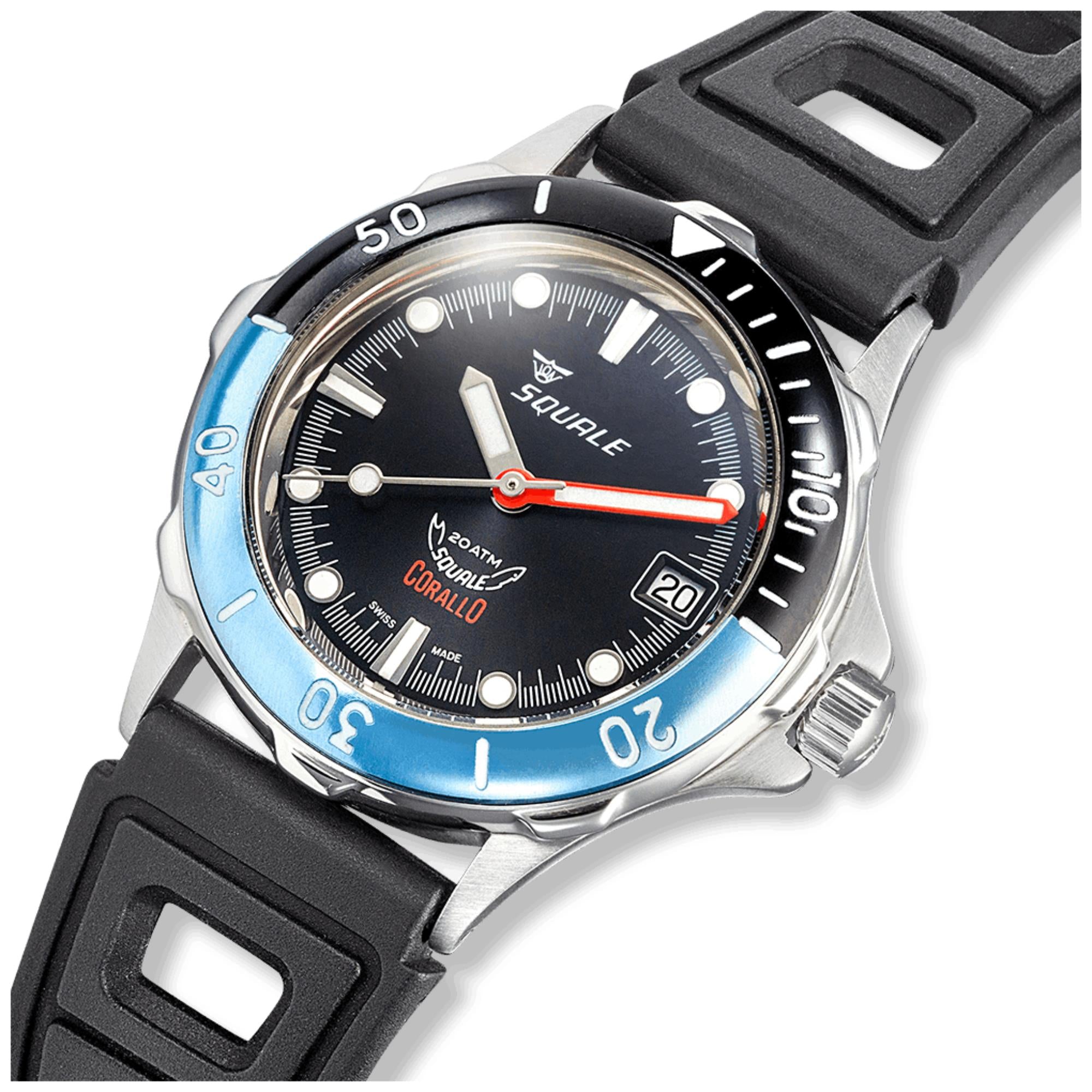 Squale Corallo NOS 2008 Automatic Black Dial Rubber Strap Men's Watch CORALBICBK.RBK