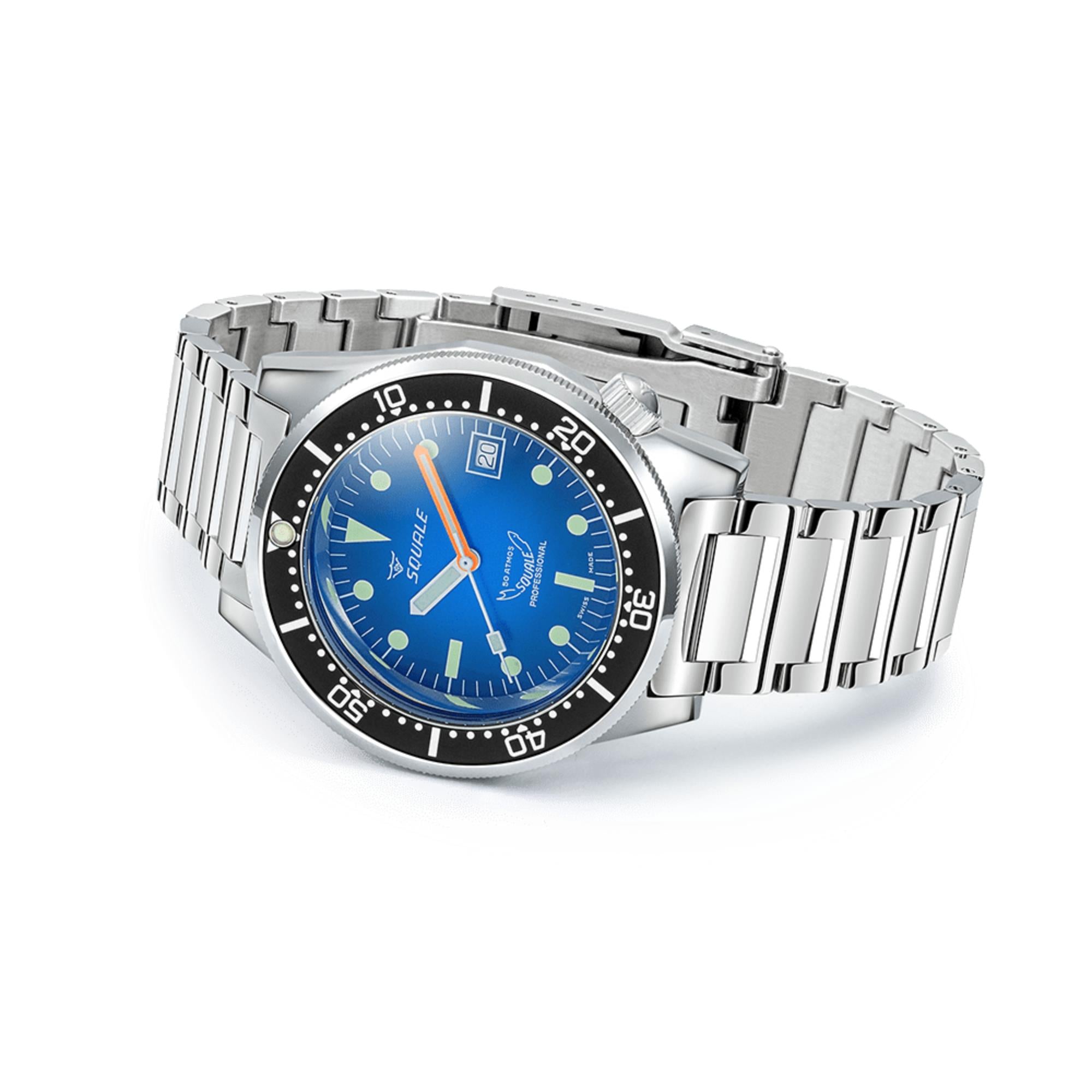 Squale 1521 Blue Ray Automatic Blue Dial Steel Strap Men's Watch 1521PROFD.SQ20L