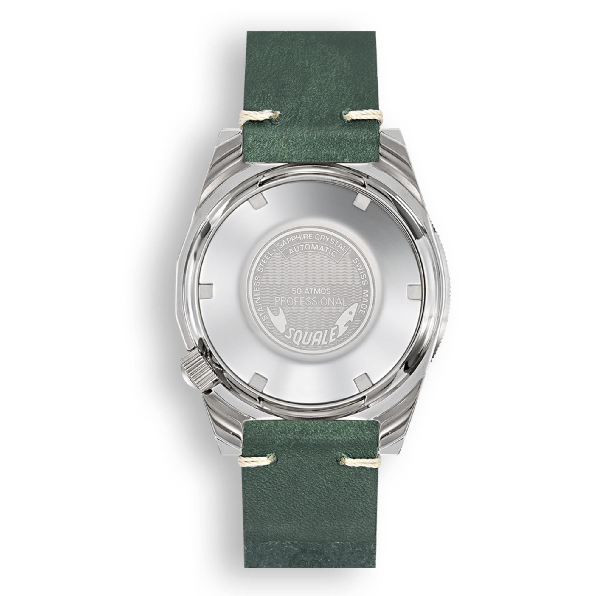 Squale 1521 Green Ray Automatic Green Dial Leather Strap Men's Watch 1521PROFGR.PVE