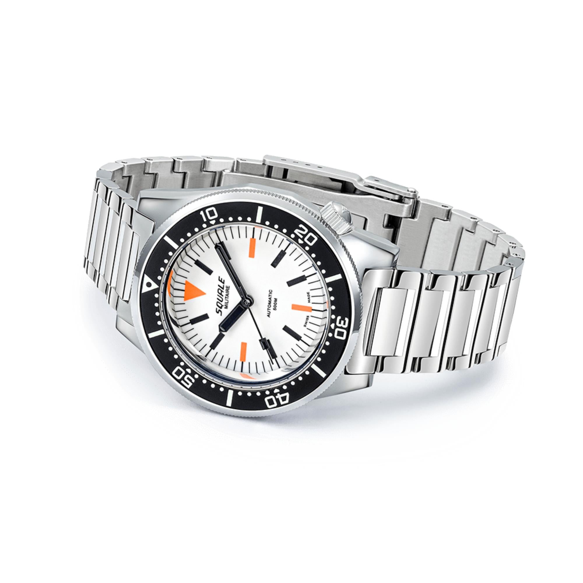 Squale 1521 Full Luminous Militaire Automatic White Dial Steel Strap Men's Watch 1521FUMIWT.SQ20L