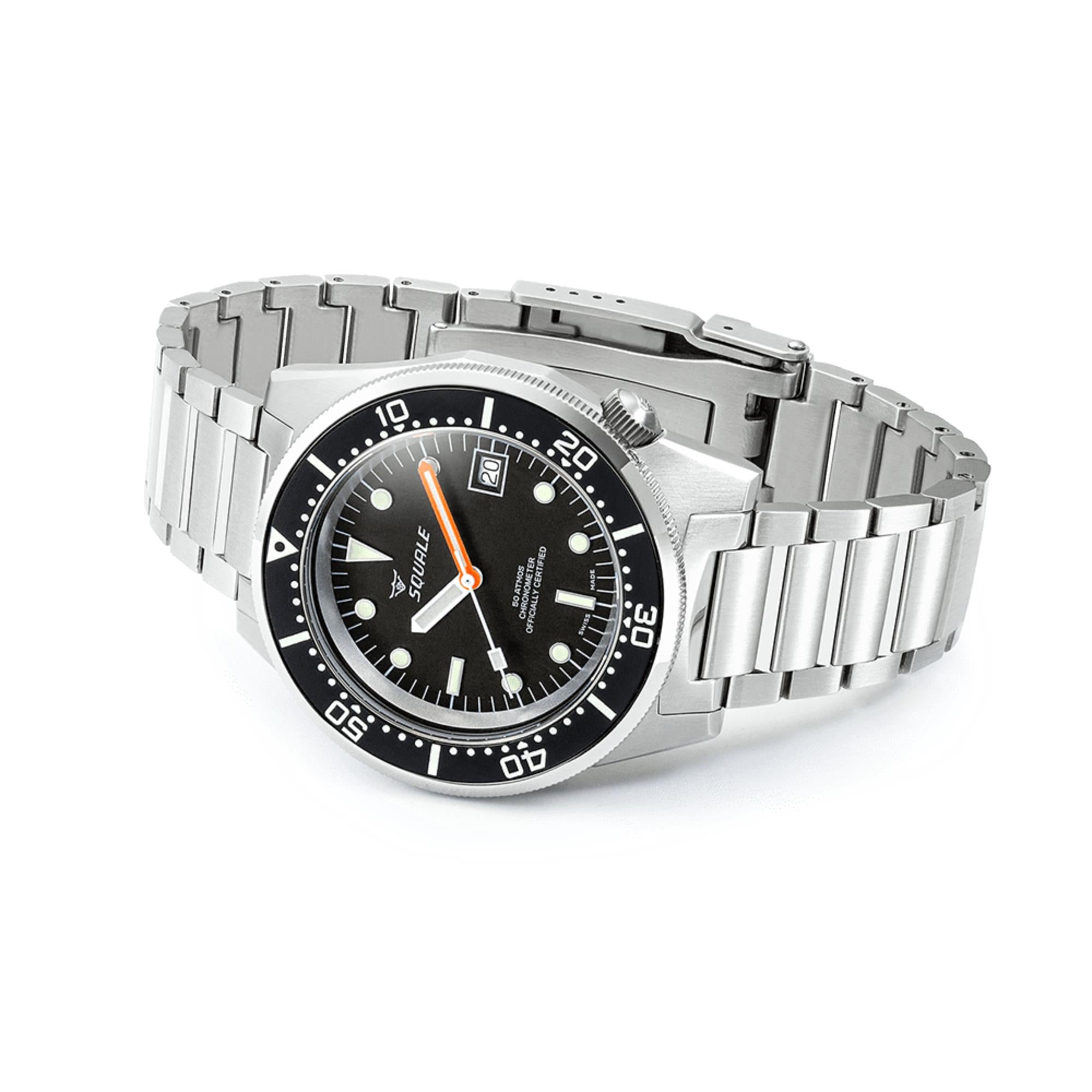 Squale 1521 Classic COSC Automatic Black Dial Steel Strap Men's Watch 1521COSCL.SQ20B