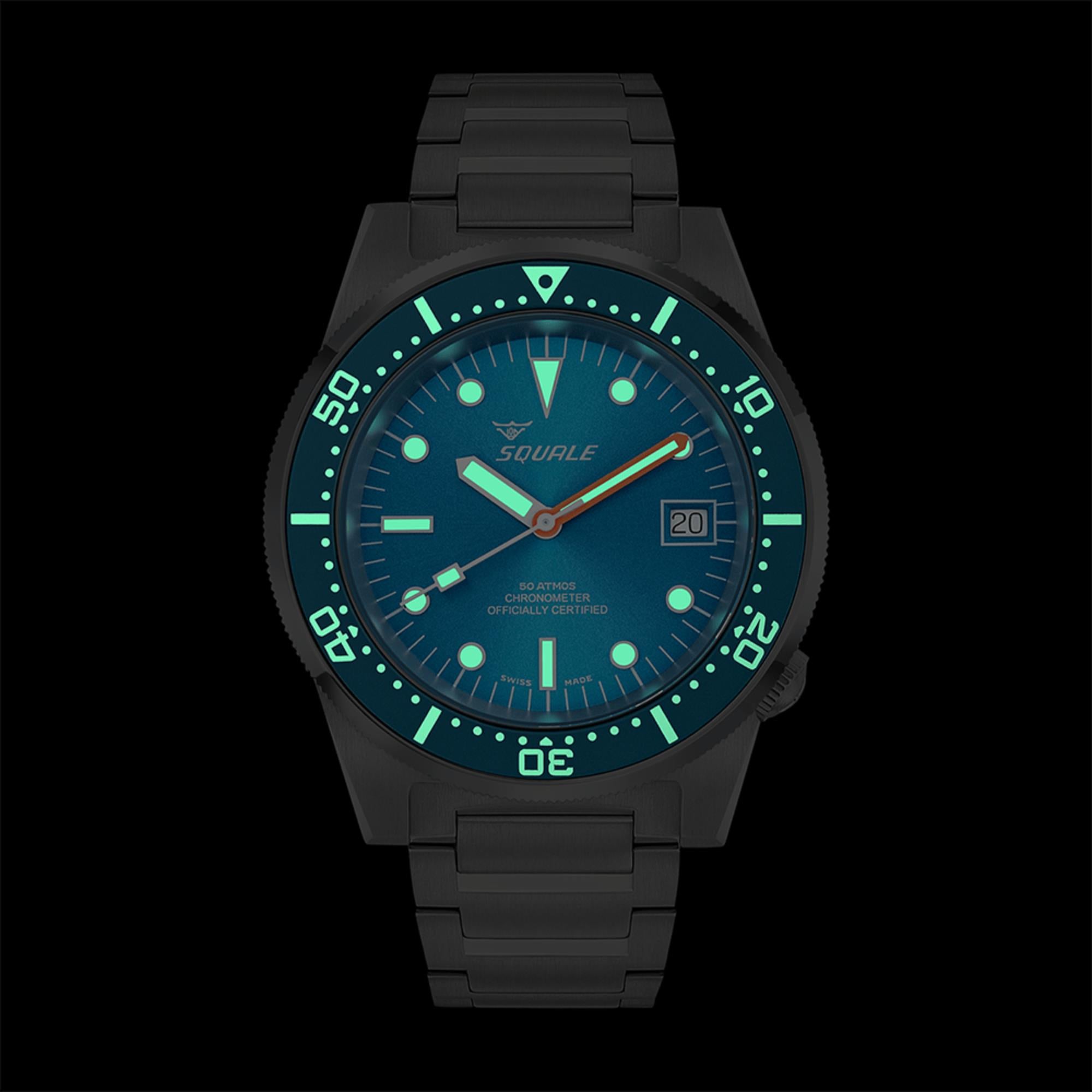 Squale 1521 Ocean COS Automatic Sunray Blue Dial Steel Strap Men's Watch 1521COSOCN.SQ20B