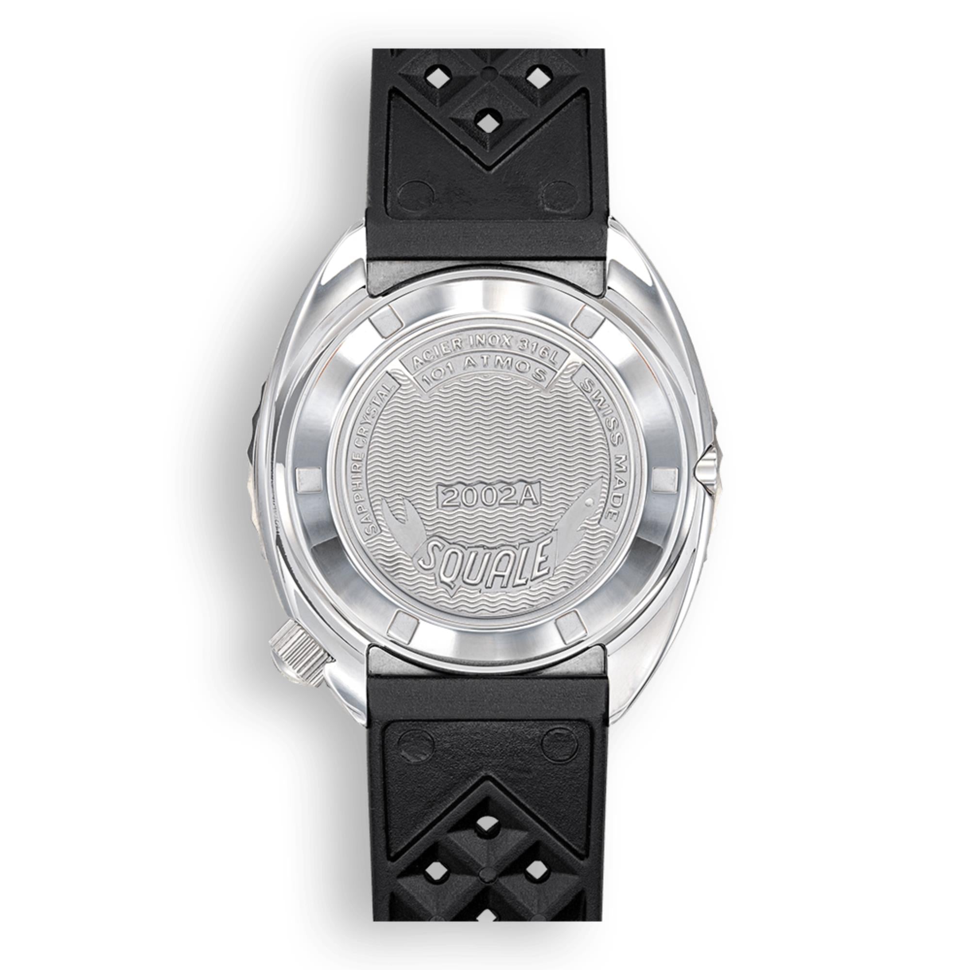 Squale 2002 Black Round Dots Black Dial Rubber Strap Men's Watch 2002.SS.BK.BK.HT