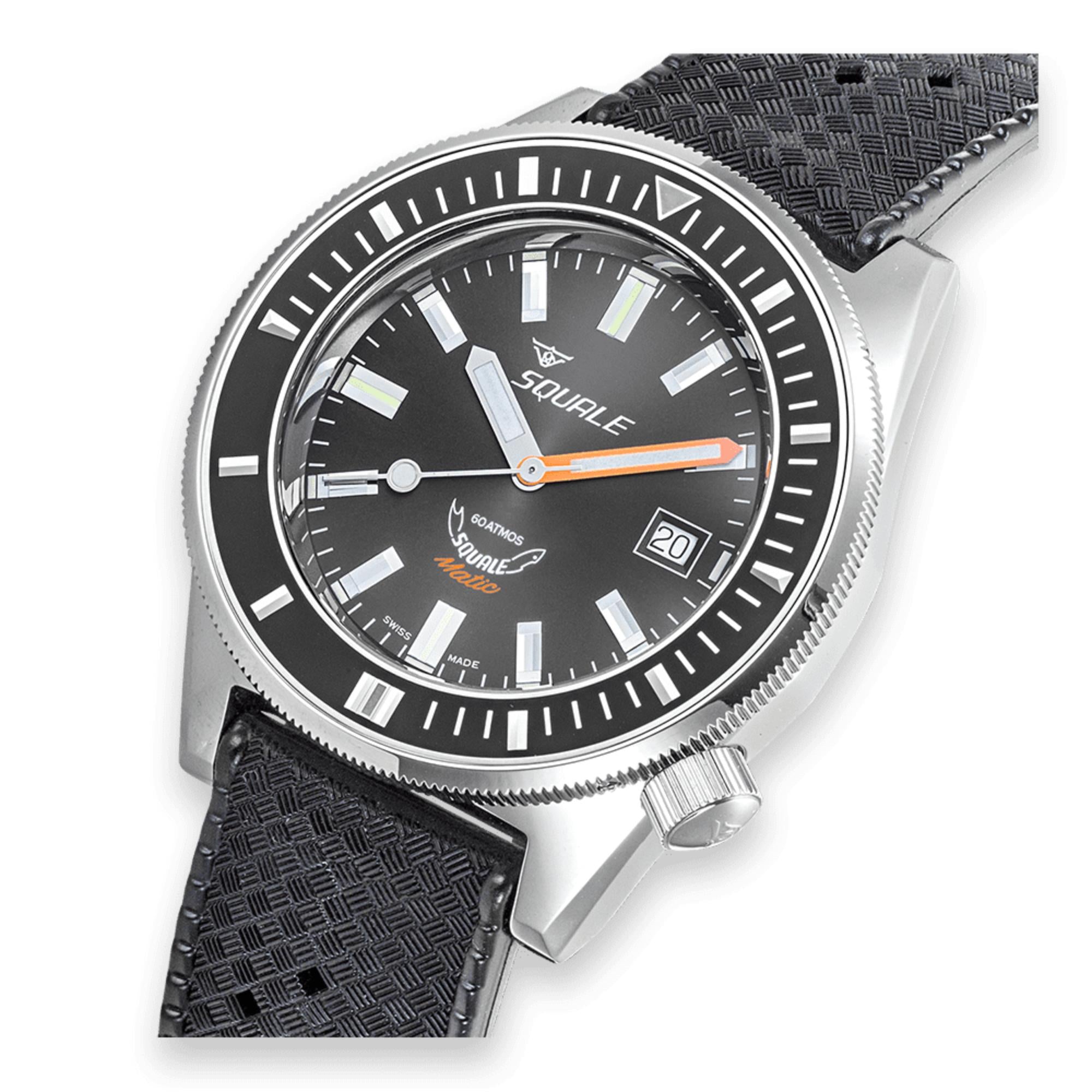 Squale Matic Automatic Grey Dial Rubber Strap Men's Watch MATICXSA.HT