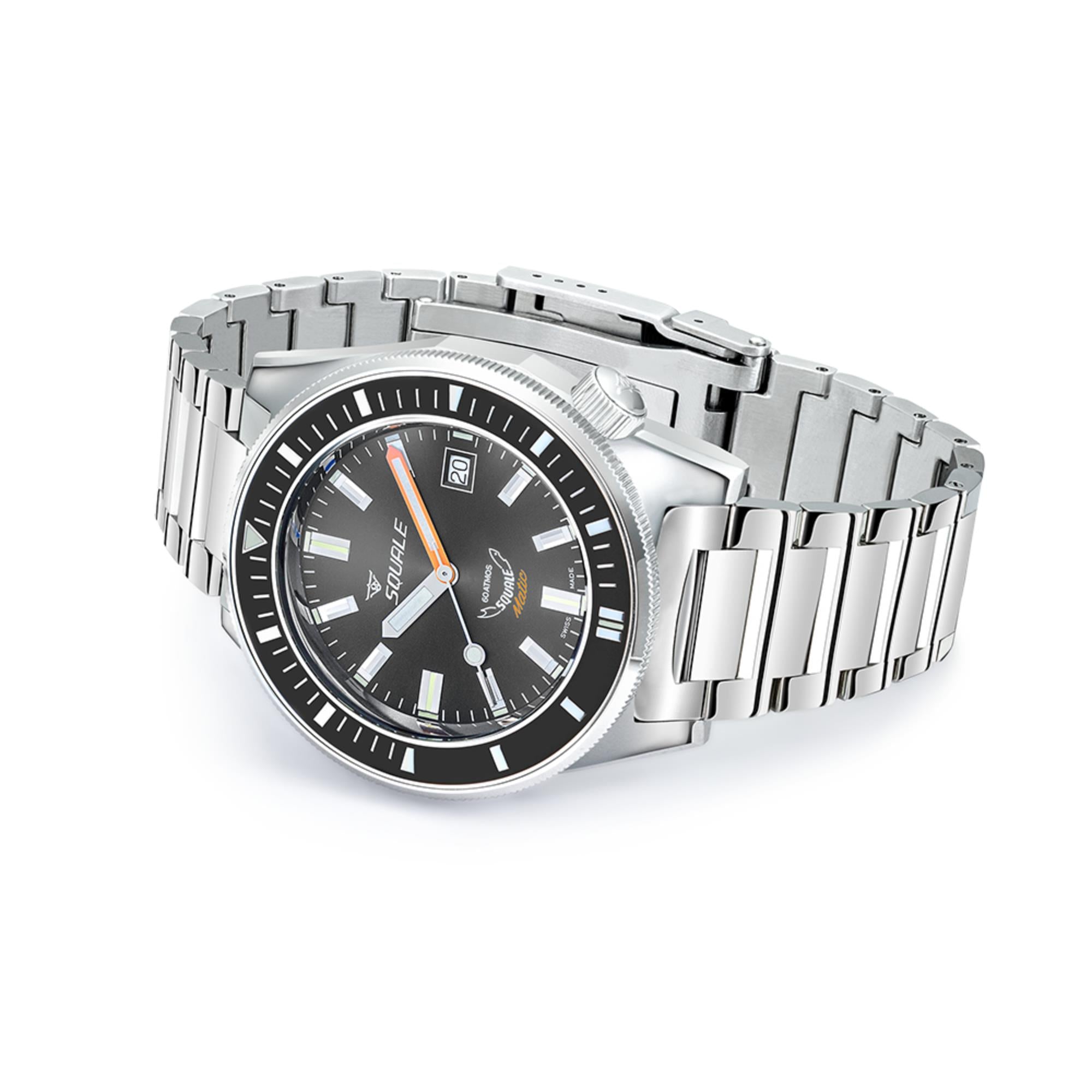 Squale Matic Automatic Grey Dial Steel Strap Men's Watch MATICXSA.SQ22L