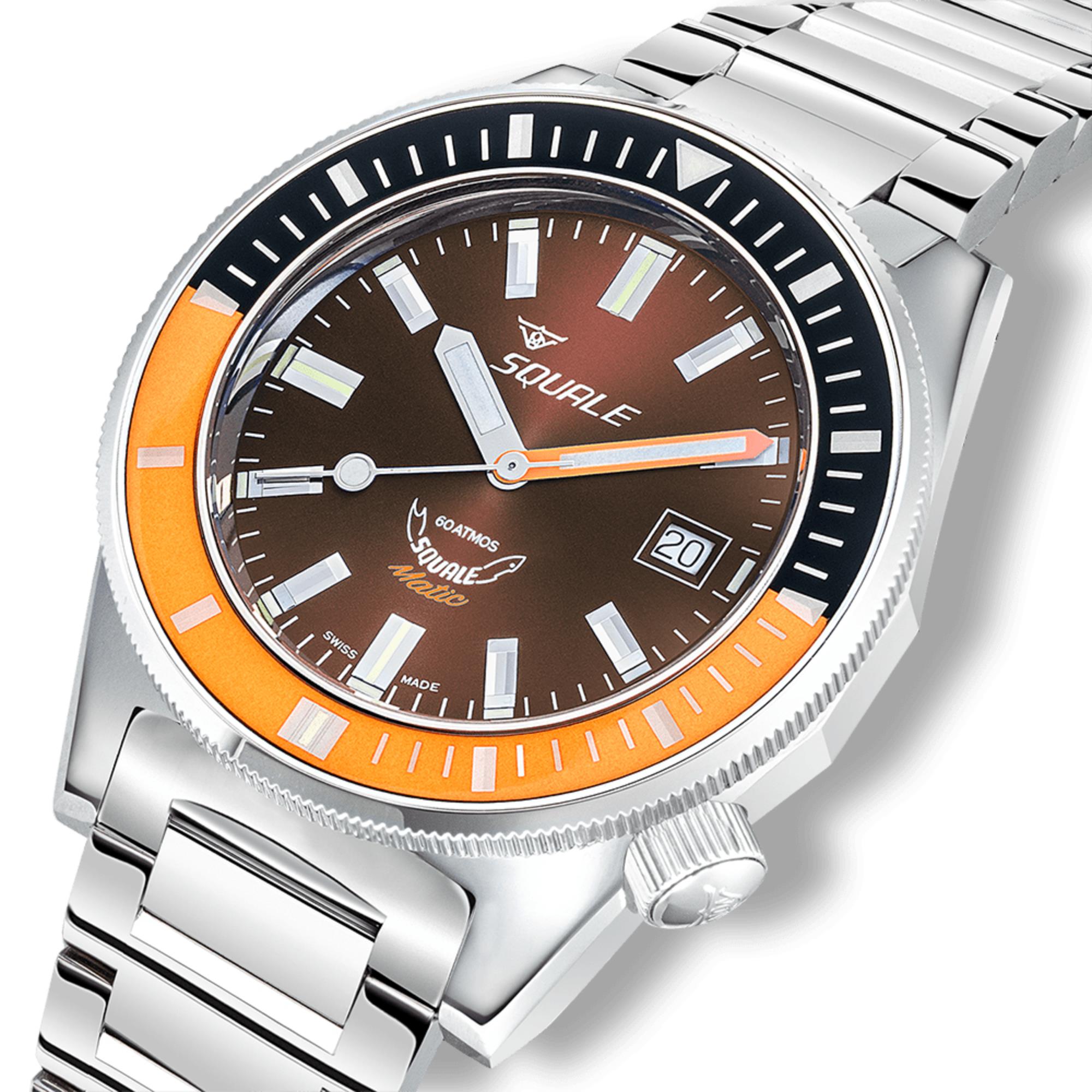 Squale Matic Chocolate Automatic Brown Dial Steel Strap Men's Watch MATICXSD.SQ22L