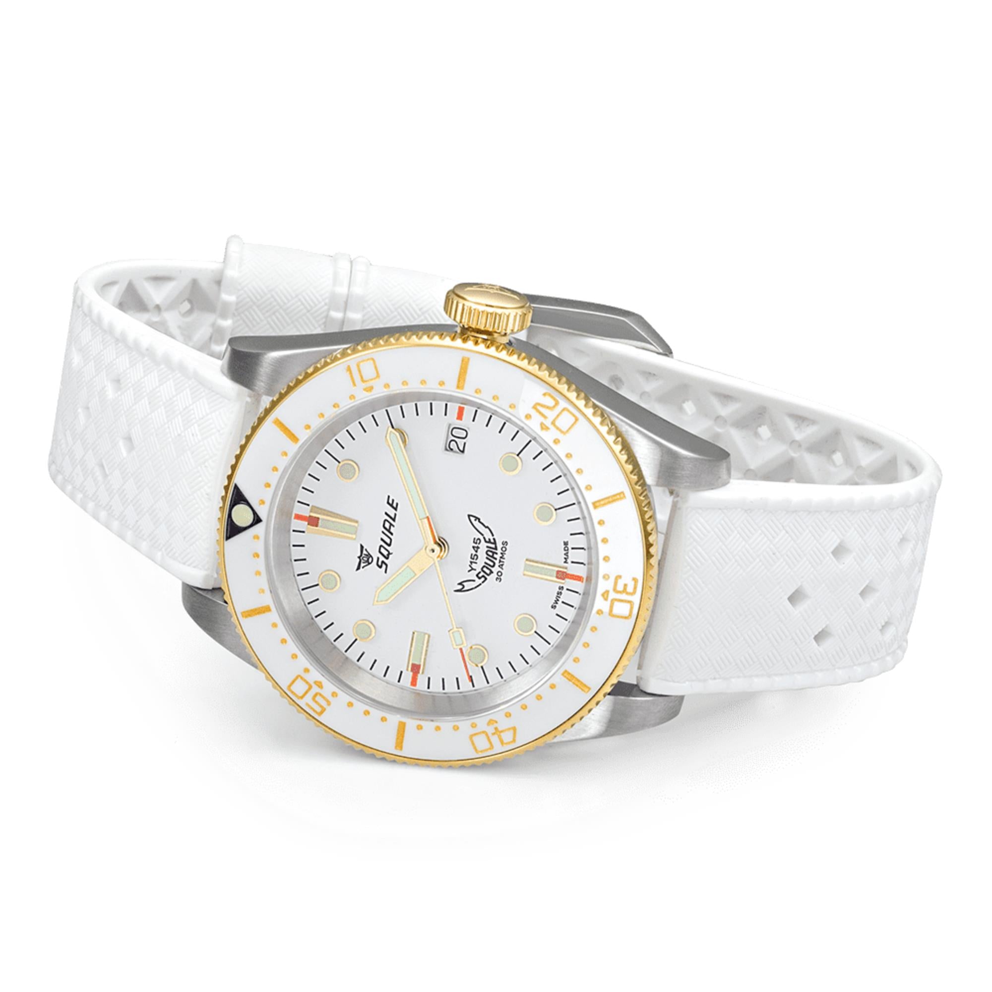 Squale 1545 Automatic White Dial Rubber Strap Men's Watch 1545WTWT.HTW