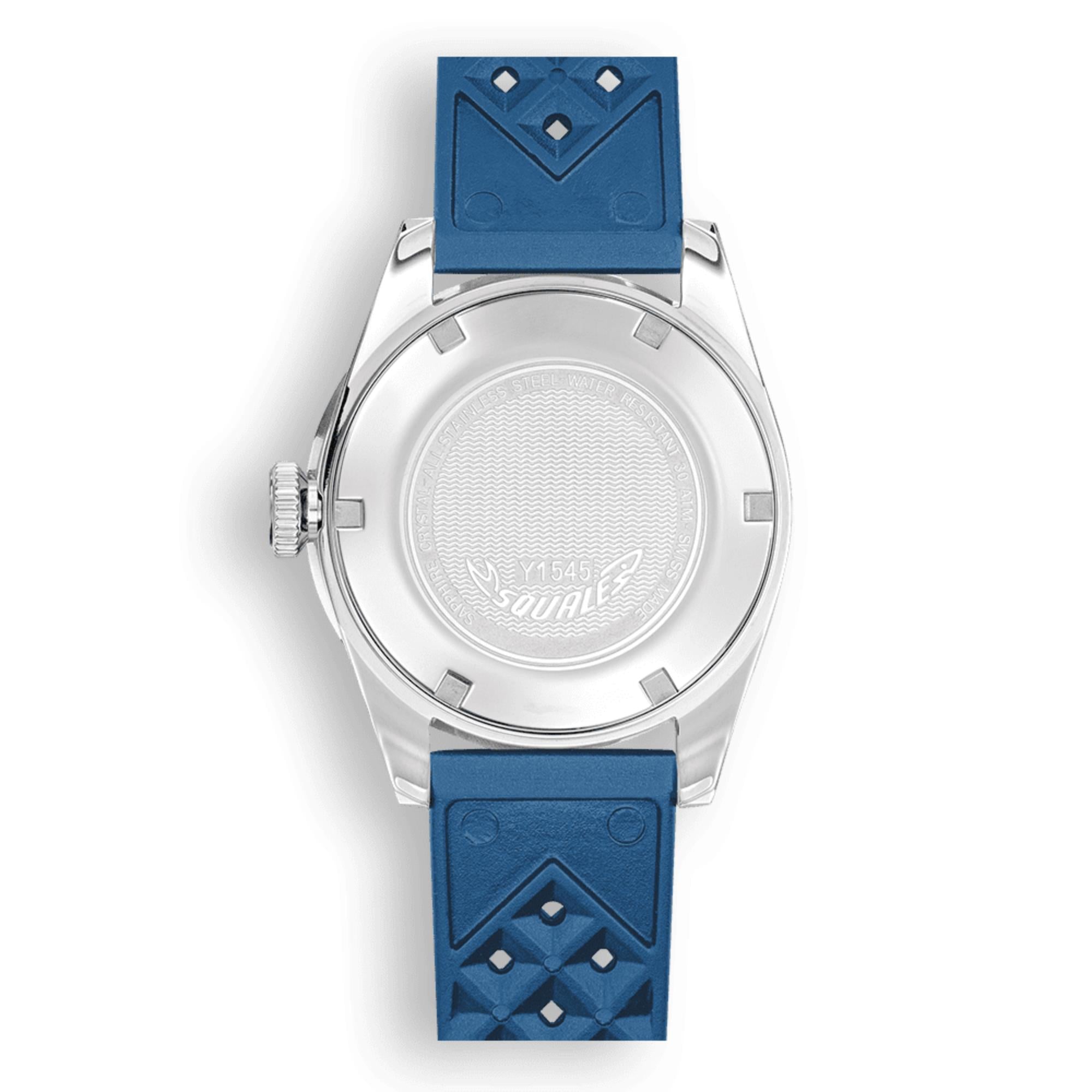 Squale 1545 Steel Automatic Blue Dial Rubber Strap Men's Watch 1545SSBLC.HTB