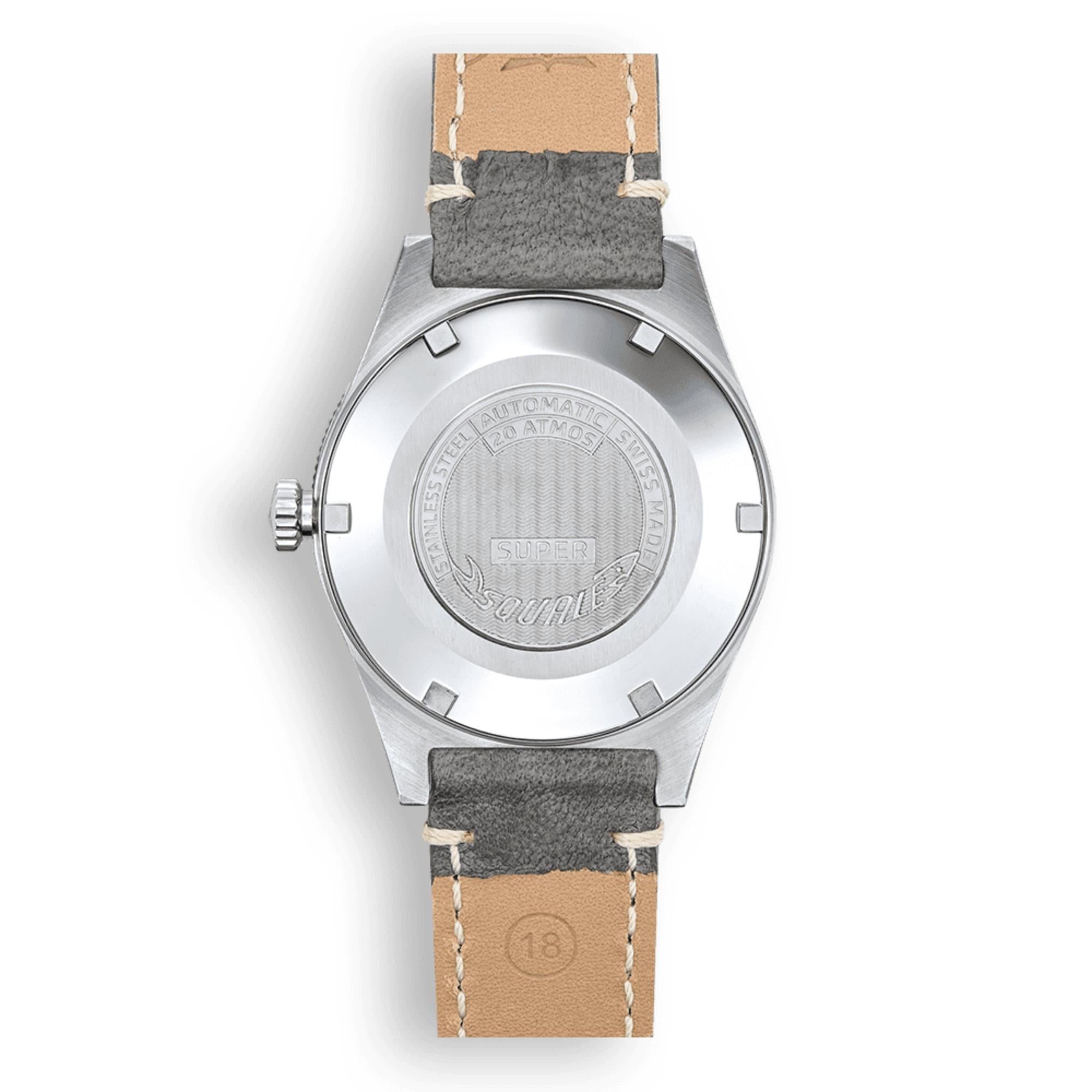 Squale Super-Squale Sunray Automatic Grey Dial Leather Strap Men's Watch SUPERSSG.PG