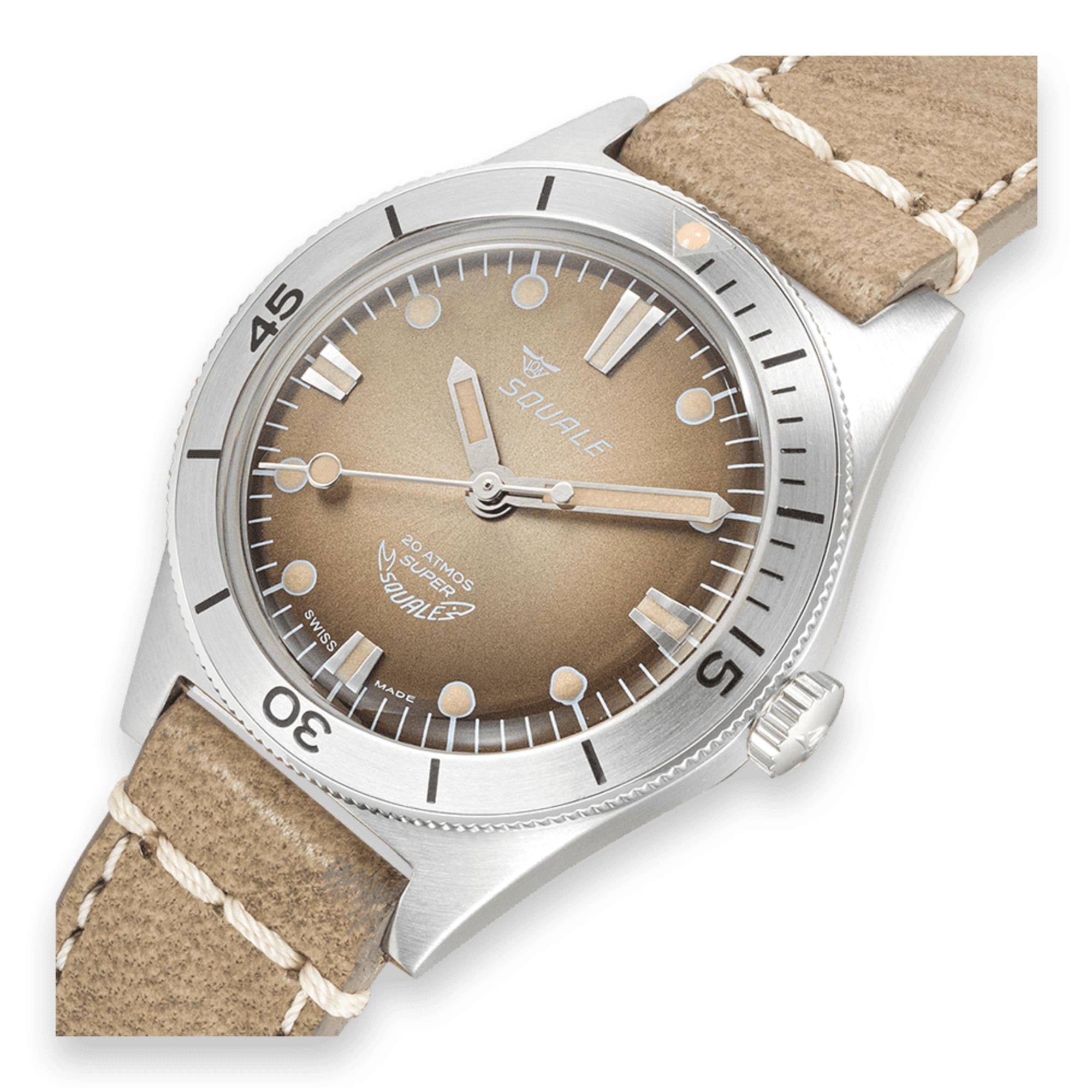 Squale Super-Squale Sunray Automatic Brown Dial Leather Strap Men's Watch SUPERSSBW.PBW