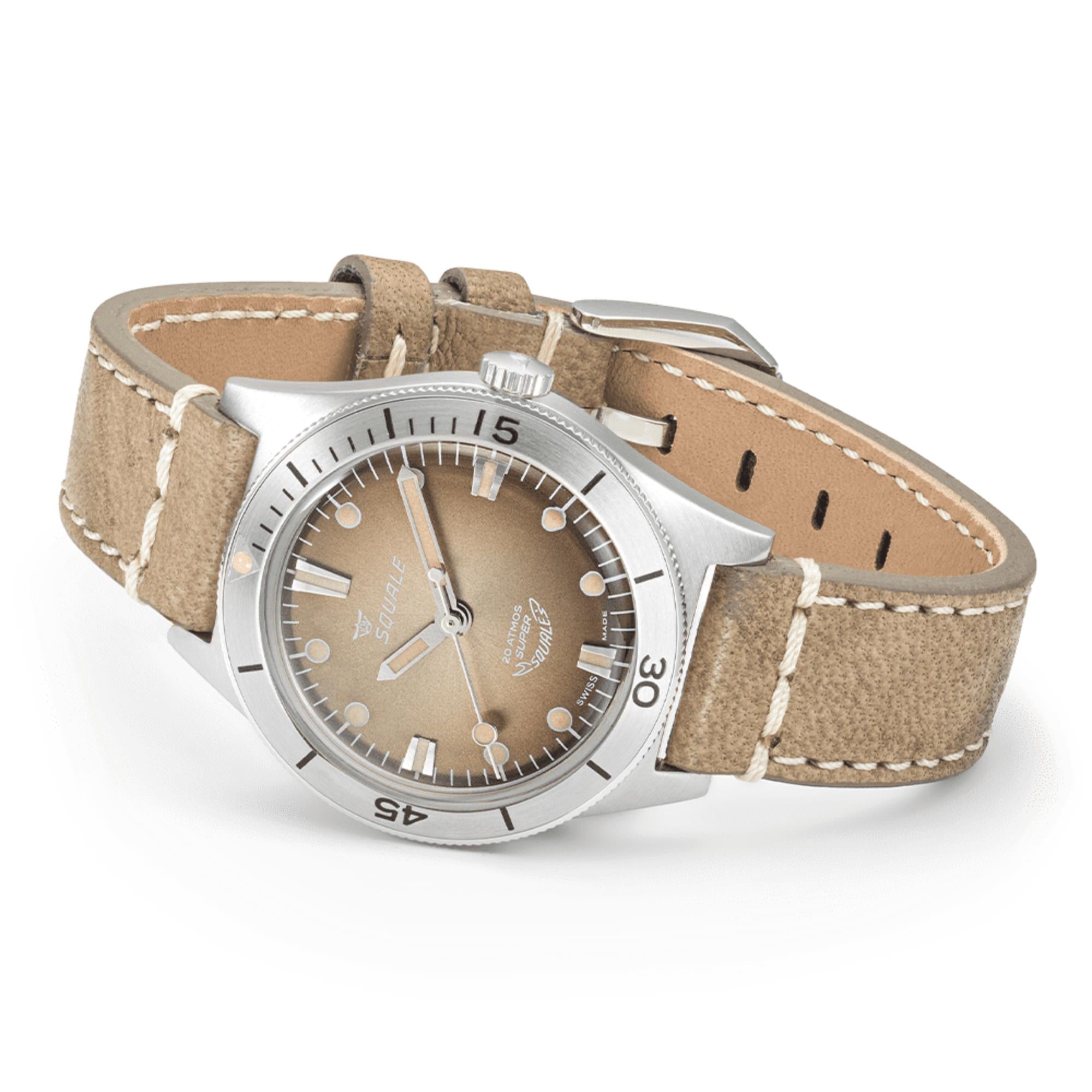 Squale Super-Squale Sunray Automatic Brown Dial Leather Strap Men's Watch SUPERSSBW.PBW
