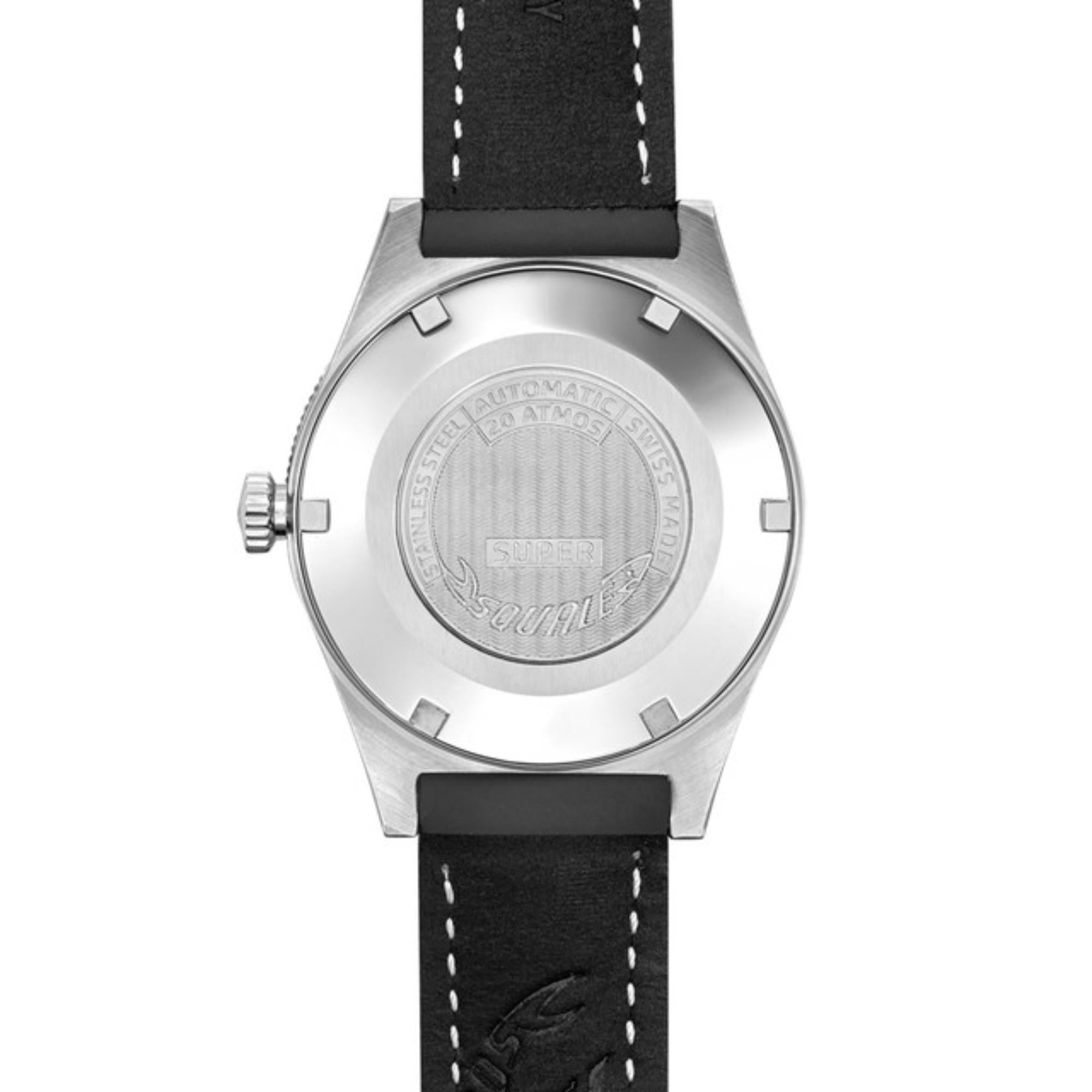 Squale Super-Squale Arabic Automatic Black Dial Leather Strap Men's Watch SUPERMBKBK.RLBK